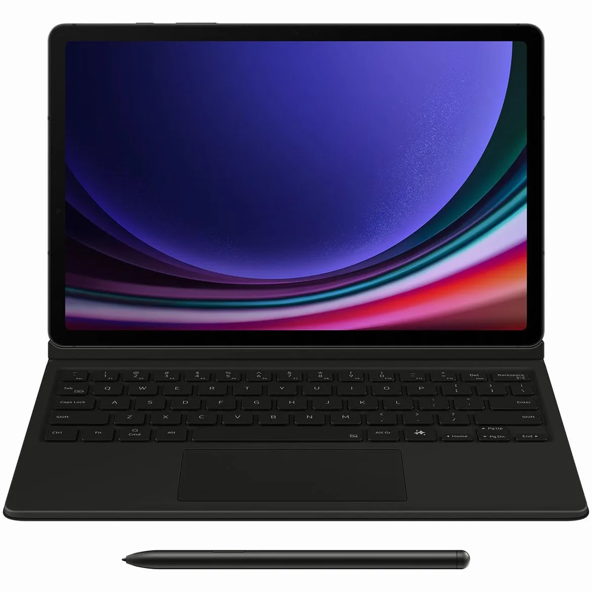 Samsung EF-DX815 - Custodia protettiva per Galaxy Tab S9+, tastiera QWERTZ, tasti funzione, connettore POGO, touchpad, scomparto S Pen e controllo gestuale, colore: Nero