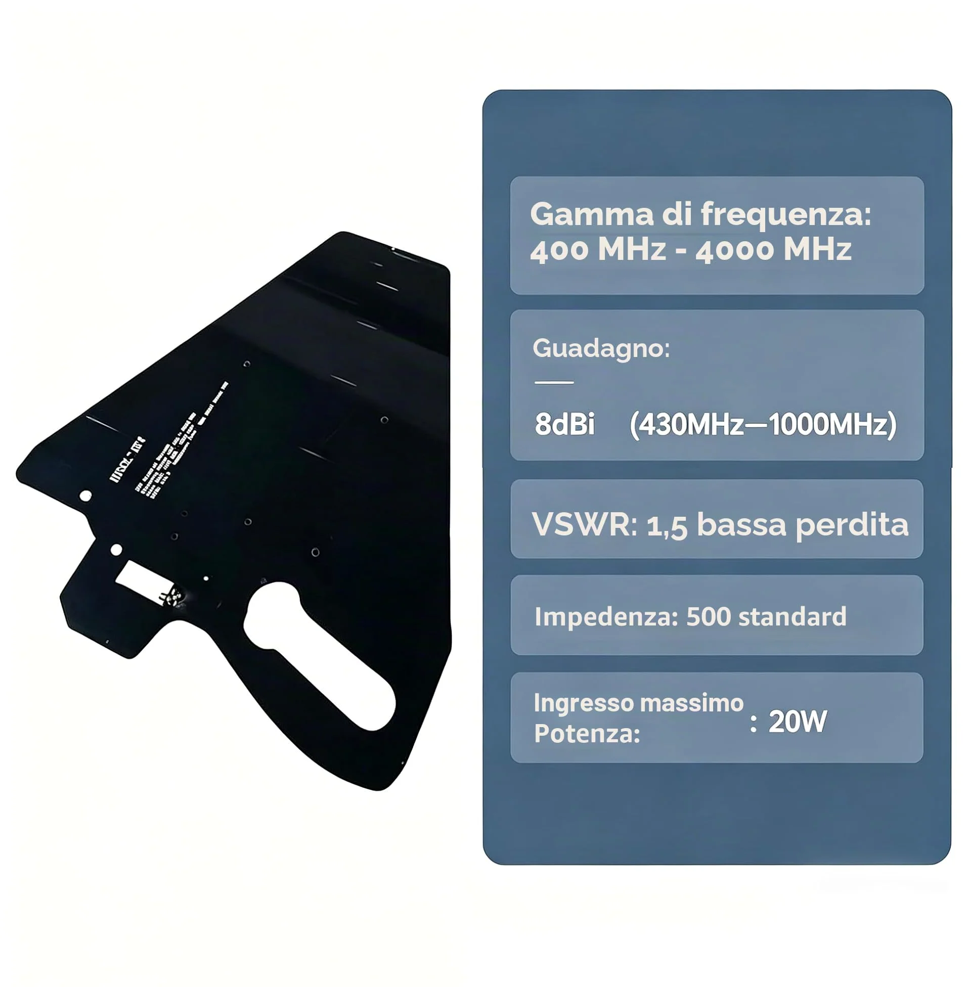 Antenna periodica logaritmica Antenna a banda larga ad altissima definizione, gamma di frequenza: 400MHz-4000MHz, Potenza: 20W, guadagno: 8dBi, dimensioni: 41x33x6cm