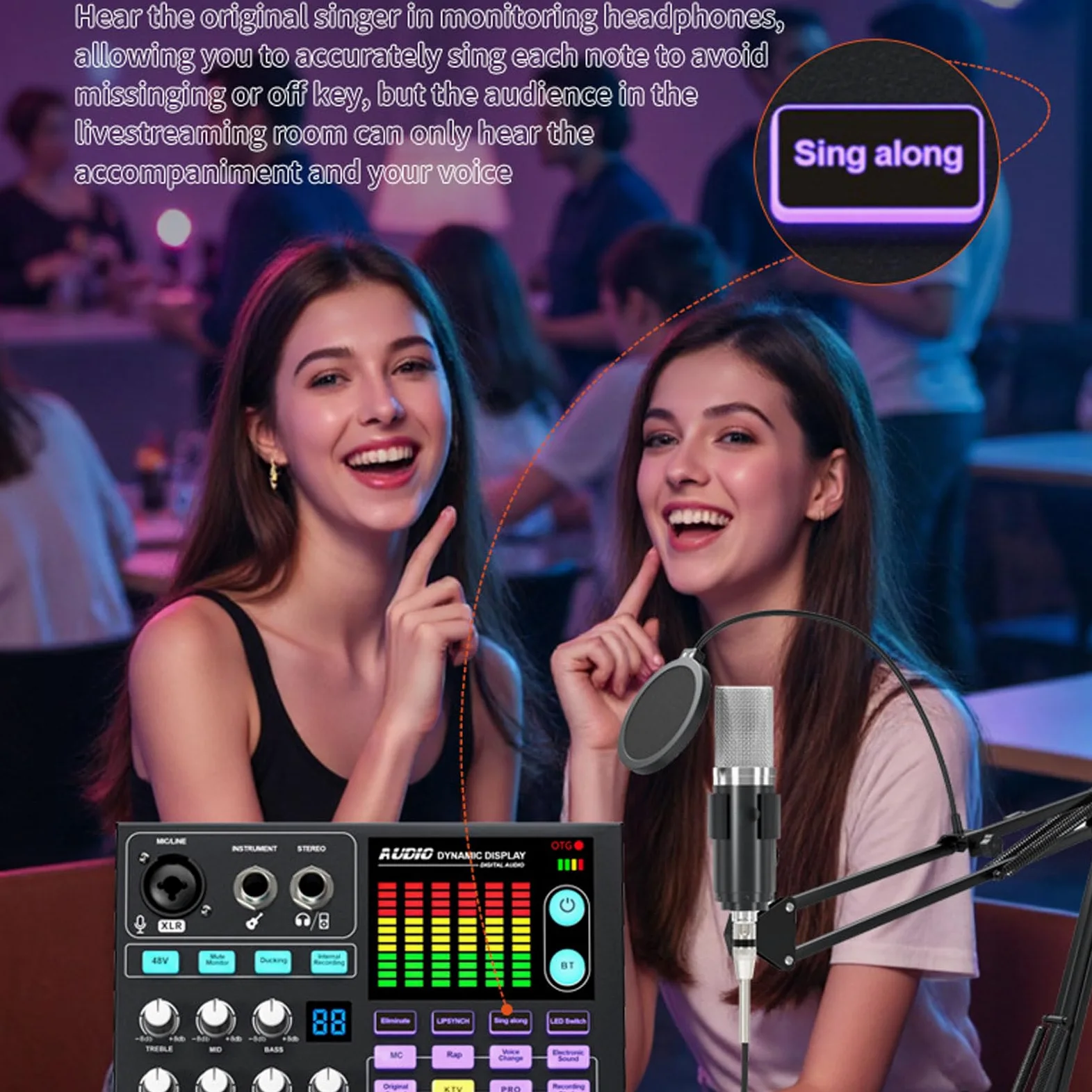 Btuty Scheda Podcast 48V Mixer DJ BT Scheda Musicale Esterna Mixer da Gioco per Studio di Streaming Live