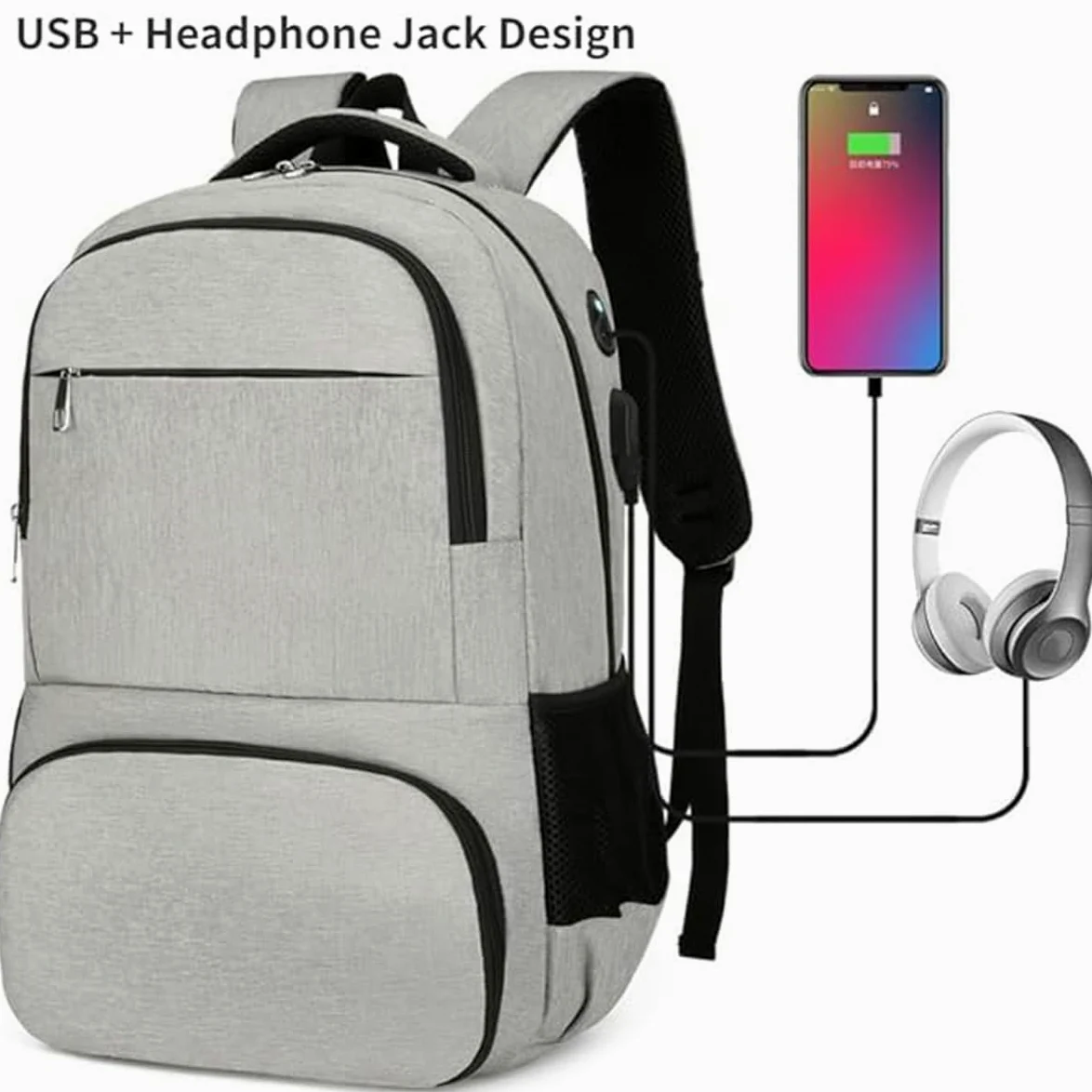 Zaino termico per pranzo da uomo e donna, zaino per il pranzo, zaino per computer portatile con porta di ricarica USB, zaino da viaggio con borsa termica