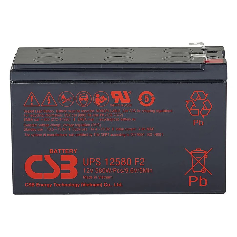 CSB Batteria al piombo UPS12580 F2 AGM, 12 V, 9,4 Ah, 580 W, ad alta corrente