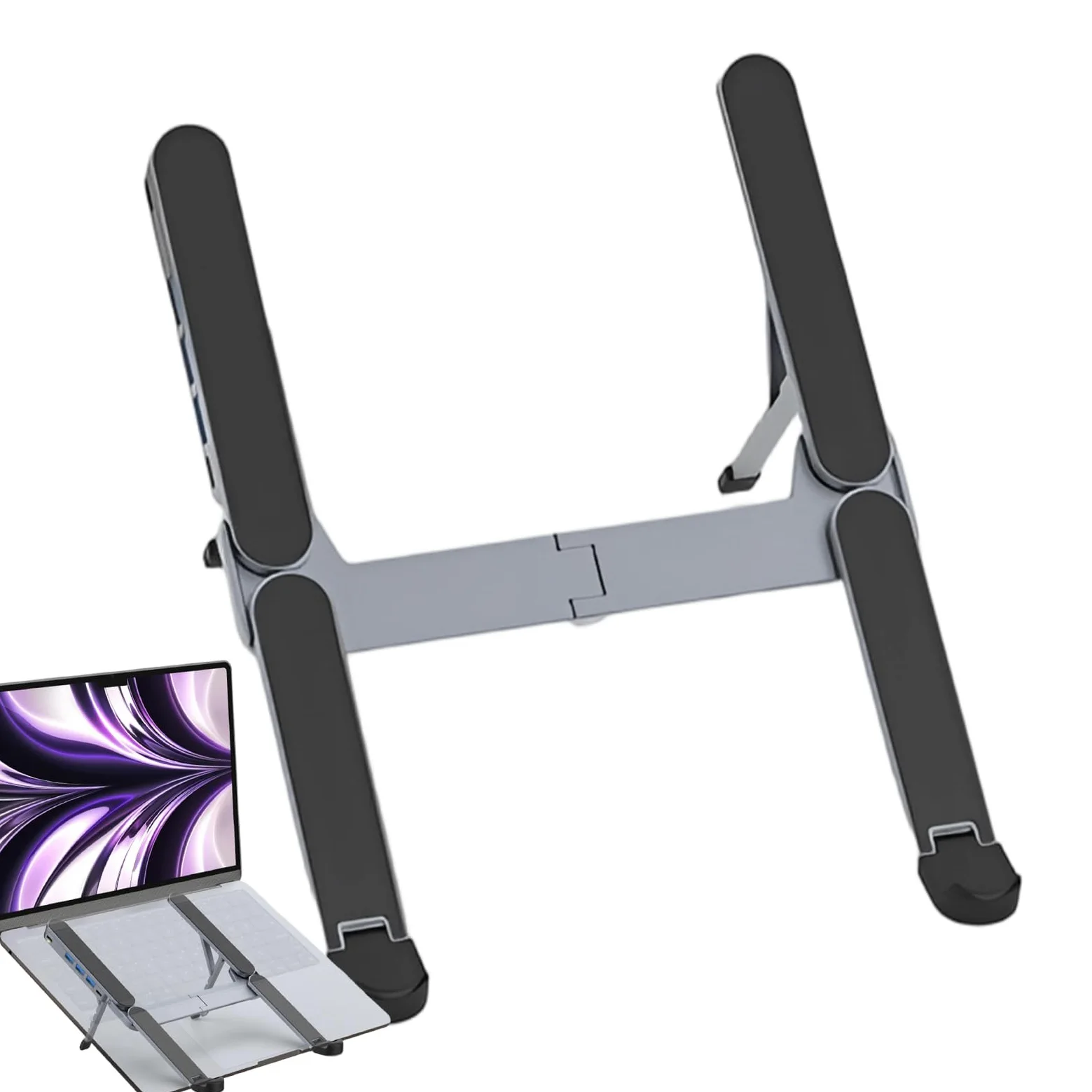 Laptop Docking Stand Base in Lega di Alluminio con USB HUB e Supporto per | Holder Portatile per Laptop Per Casa Ufficio Scrivania Viaggio Business e