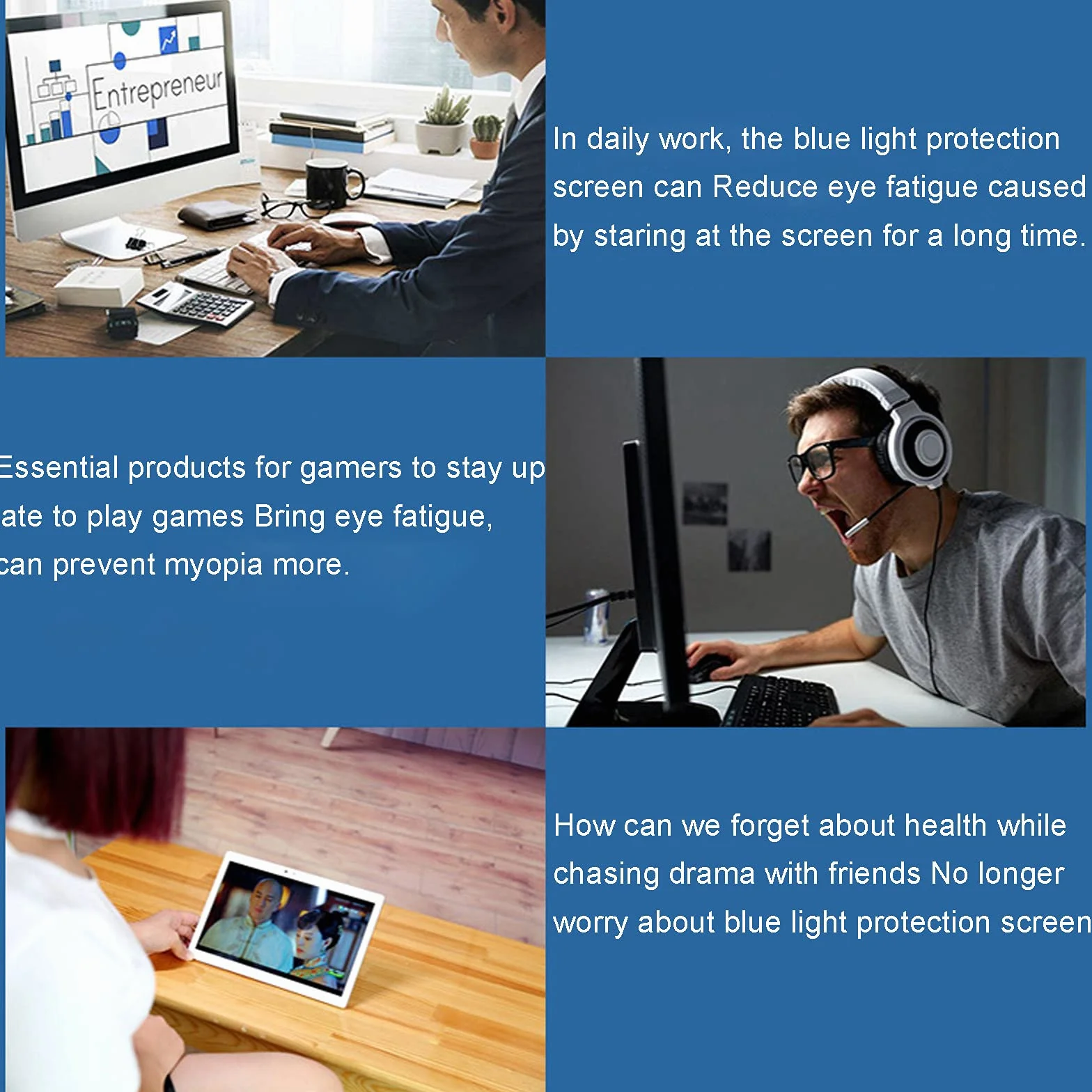 Computer Universale Filtro Anti Luce Blu,Pellicola Filtrante Anti-UV per la Protezione degli Occhi per Monitor& Desktop PC,staccabile,riutilizzabile,Installazione sospesa,Filtro anti luce blu
