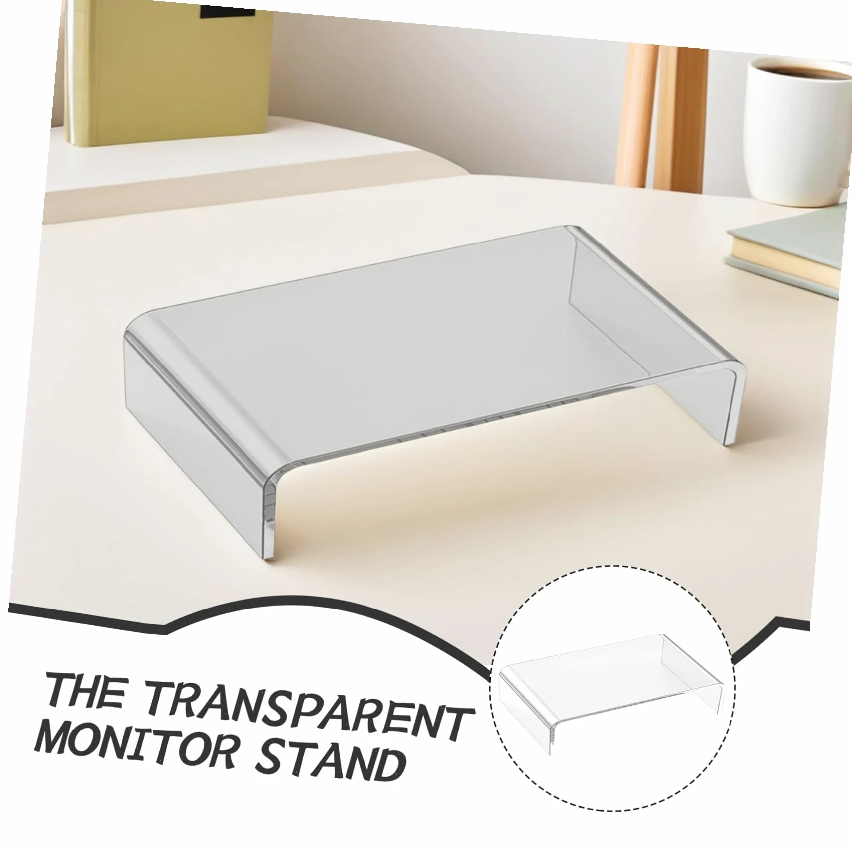 Supporto per Monitor Ergonomico in Acrilico Trasparente, Rialzo per Schermo e Portatile Aiuta a Mantenere la Postura Corretta per Casa e Ufficio