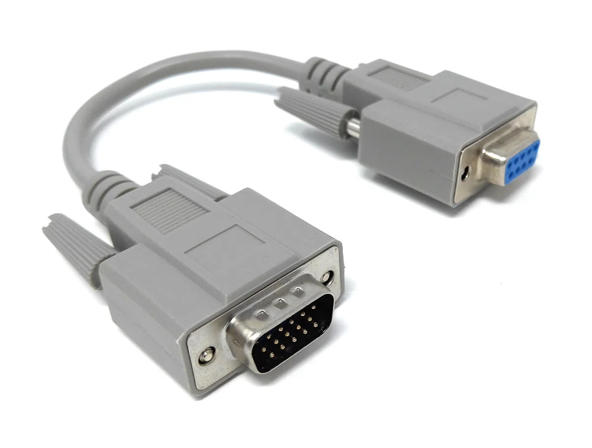 Drut Cavo da seriale a VGA da 9 Pin Femmina a 15 Pin Maschio da 20 cm D9 HD15 SVGA Cavo Adattatore convertitore da 0,6 Piedi
