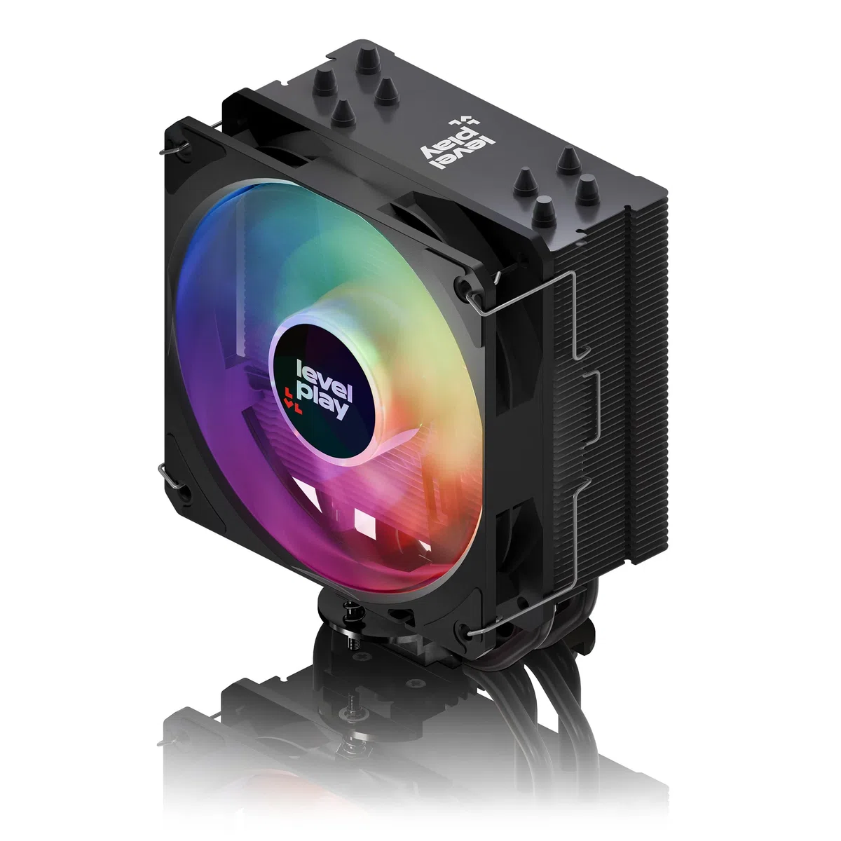 Levelplay Combat CA4 Dissipatore d'aria - TDP 200W, 4 Tubi Calore, Dissipatore di Calore Compatto, Ventola ARGB Gen 2 CF120 120mm (PWM), Aggiornabile Push-Pull, Compatibile con CPU AMD e Intel - Nero