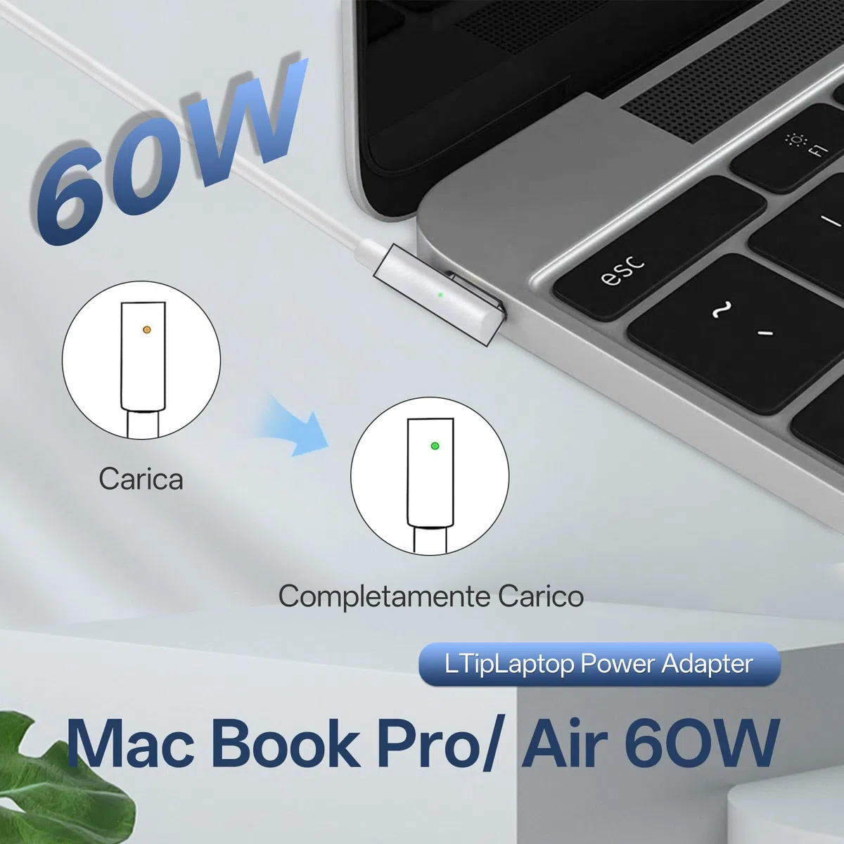 Sostituzione Caricatore Mac Book Pro, 60W L-Tip Caricabatterie, Portatile Adattatore di Alimentazione per MacBook Air 13/15/17 pollici, Metà 2008-2012 Modelli A1172/A1181/A1184/A1278/A1330/A1342/A1344