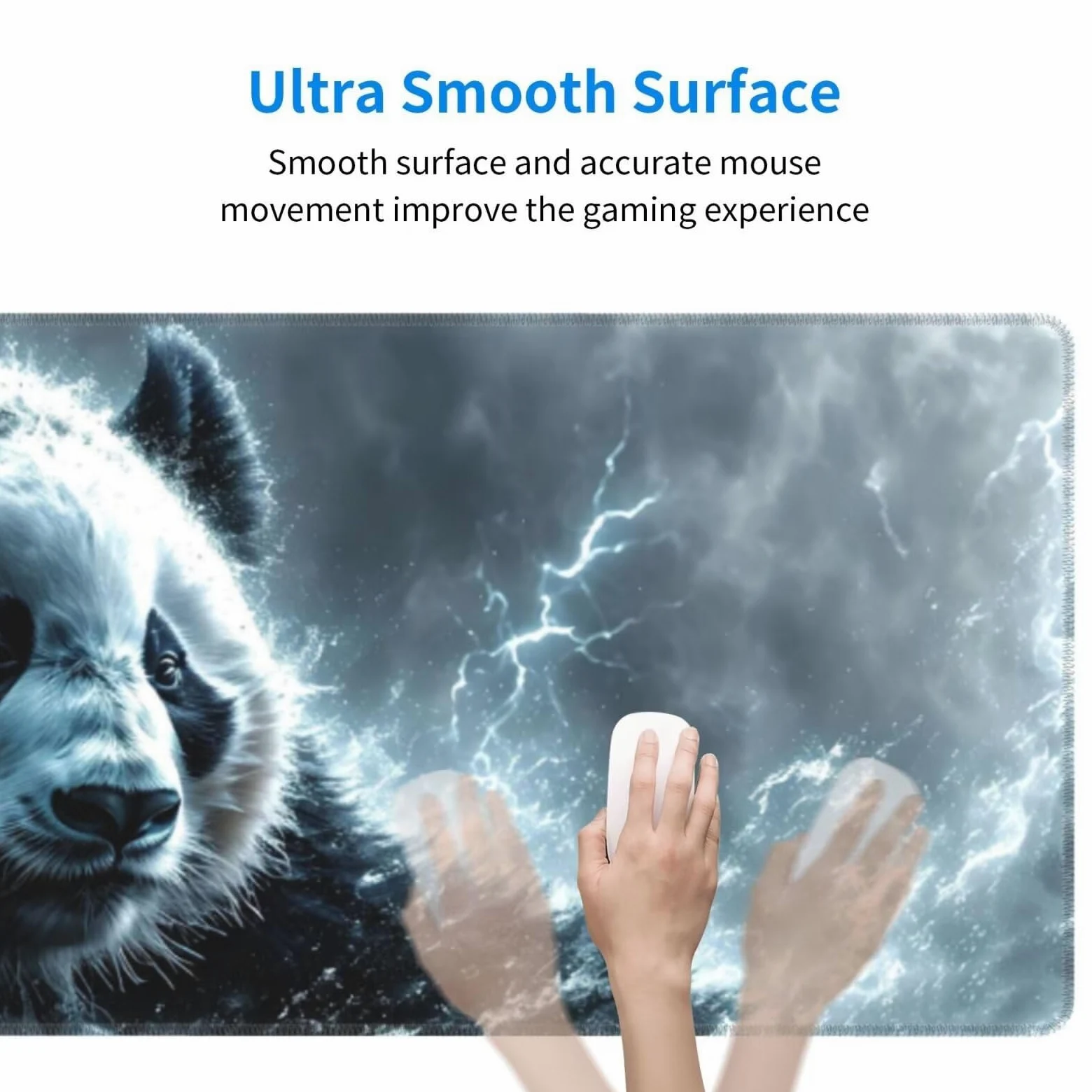 Tappetino Mouse, Tappetino Mouse Gaming Grande XXL 1500x800x3mm Tappetino Scrivania Mouse Pad, Base in Gomma Antiscivolo, Bordi Cuciti,Lavabile, Mousepad per Ufficio e Gaming (Panda Fulmine) R-596