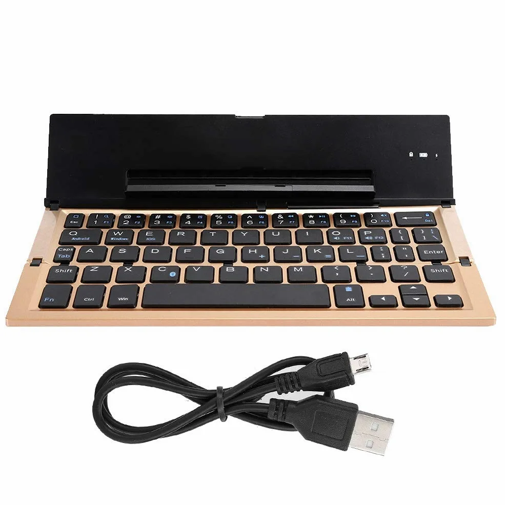 Ausla Mini Tastiera Pieghevole, Tastiera in Lega di Alluminio per Bluetooth 220 X 170 X 6 Mm con Supporto Integrato, Utilizzo 300 Ore, per Impiegati Amanti dei Giochi Digitazione in Viaggio