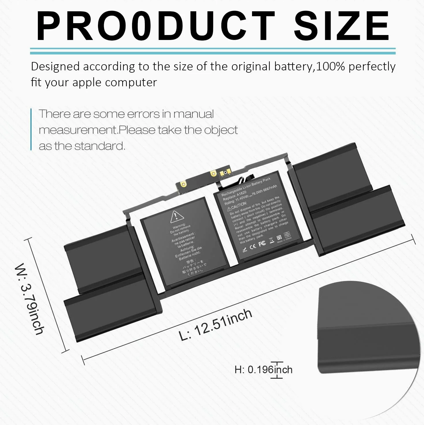 BNDeluxe Batteria di ricambio per laptop A1707 A1820 per MacBook Pro A1707 (2016, 2017) 15 pollici A1820 EMC 3162 3072 serie MLH32LL/A MLH42LL/A MLW72LL/A MLW72HN/A MLW82LL/A MPTR2LL/A 11.1.1. 4 V, 76