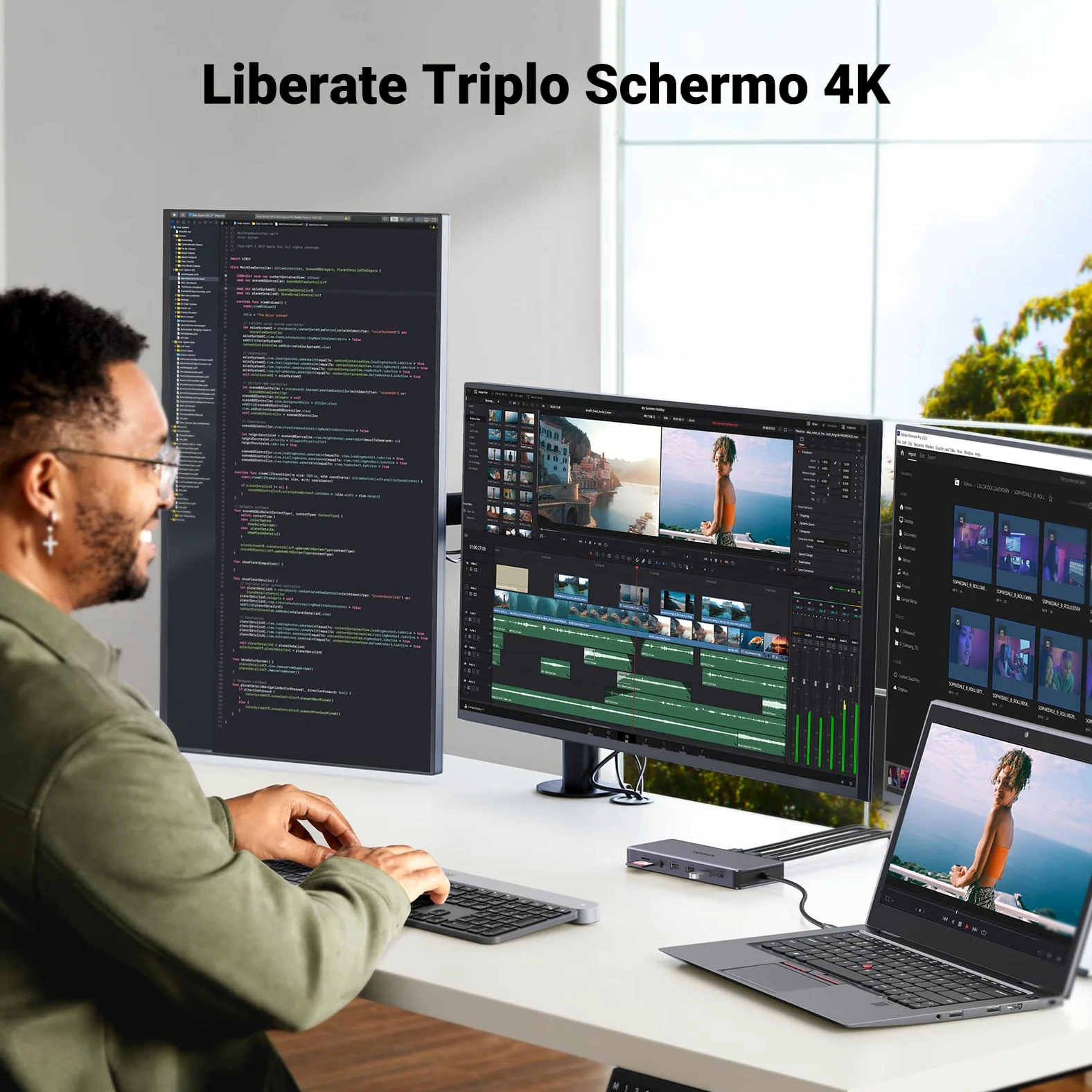 UGREEN Revodok Pro 313 Docking Station Triple Display, 13-in-1 USB C Dock con doppia HDMI, DP, 10 Gbps USB-C e USB-A Data Port, 100W PD, Ethernet, SD/TF, 3.5mm Audio per XPS, Thinkpad e altro