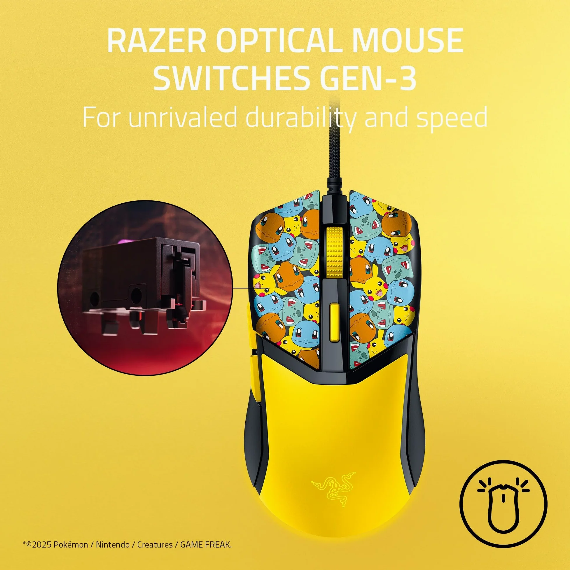 Razer Cobra - Mouse da gioco cablato da 58 g leggero, interruttori ottici Gen-3, illuminazione RGB Chroma, sensore ottico preciso 8500 DPI - Piedi per mouse 100% PTFE, cavo Speedflex - Edizione