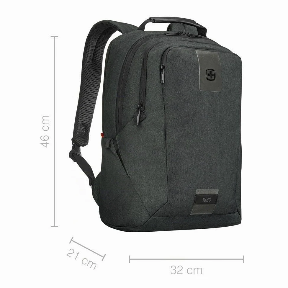 WENGER Zaino Porta PC MX ECO Professional con Tasca per Tablet, Notebook 16”, Tablet 10”, Organizer, 20 l, Uomo Donna, Ufficio Viaggi di Lavoro Università, Nero, Sostenibile, 612261