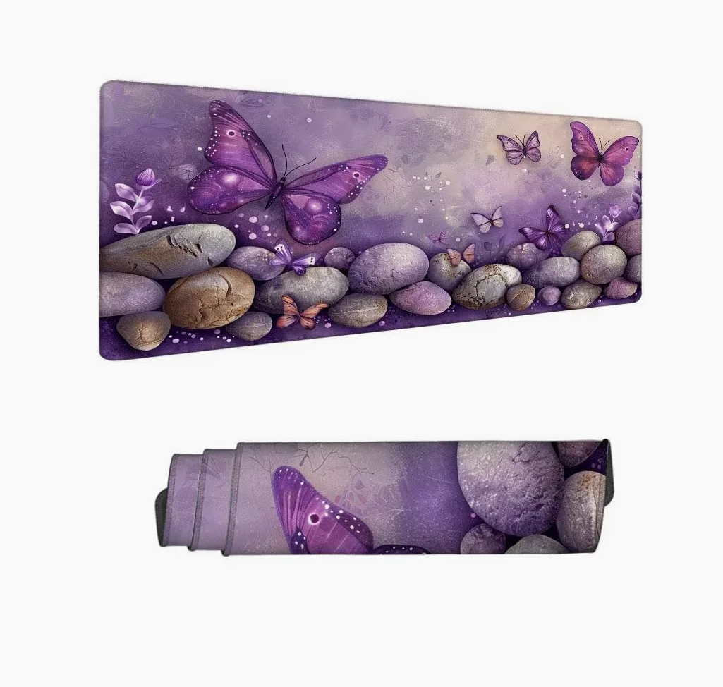 Viola Tappetino Mouse XXL 1000x500x3mm, Gaming Tappetino Mouse Farfalla Mousepad con Base in Impermeabile Gomma Antiscivolo per Tastiera Computer Ufficio Idea Regalo Festa del Papà e Compleanno X-978