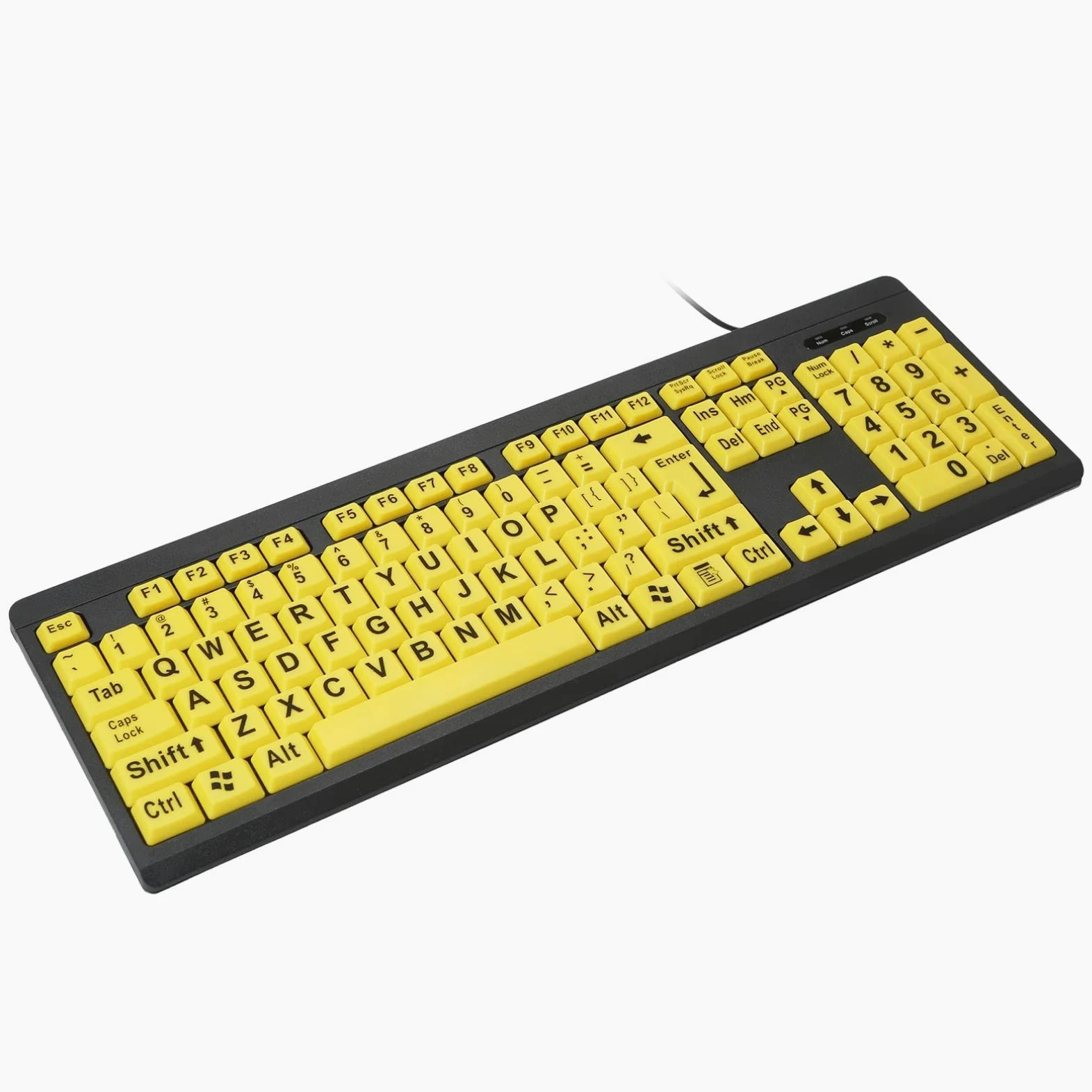 Tastiera per Computer con Stampa Grande USB cablata per utenti ipovedenti 104 Tasti ad Alto Contrasto Lettere per Anziani,Tastiera cablata