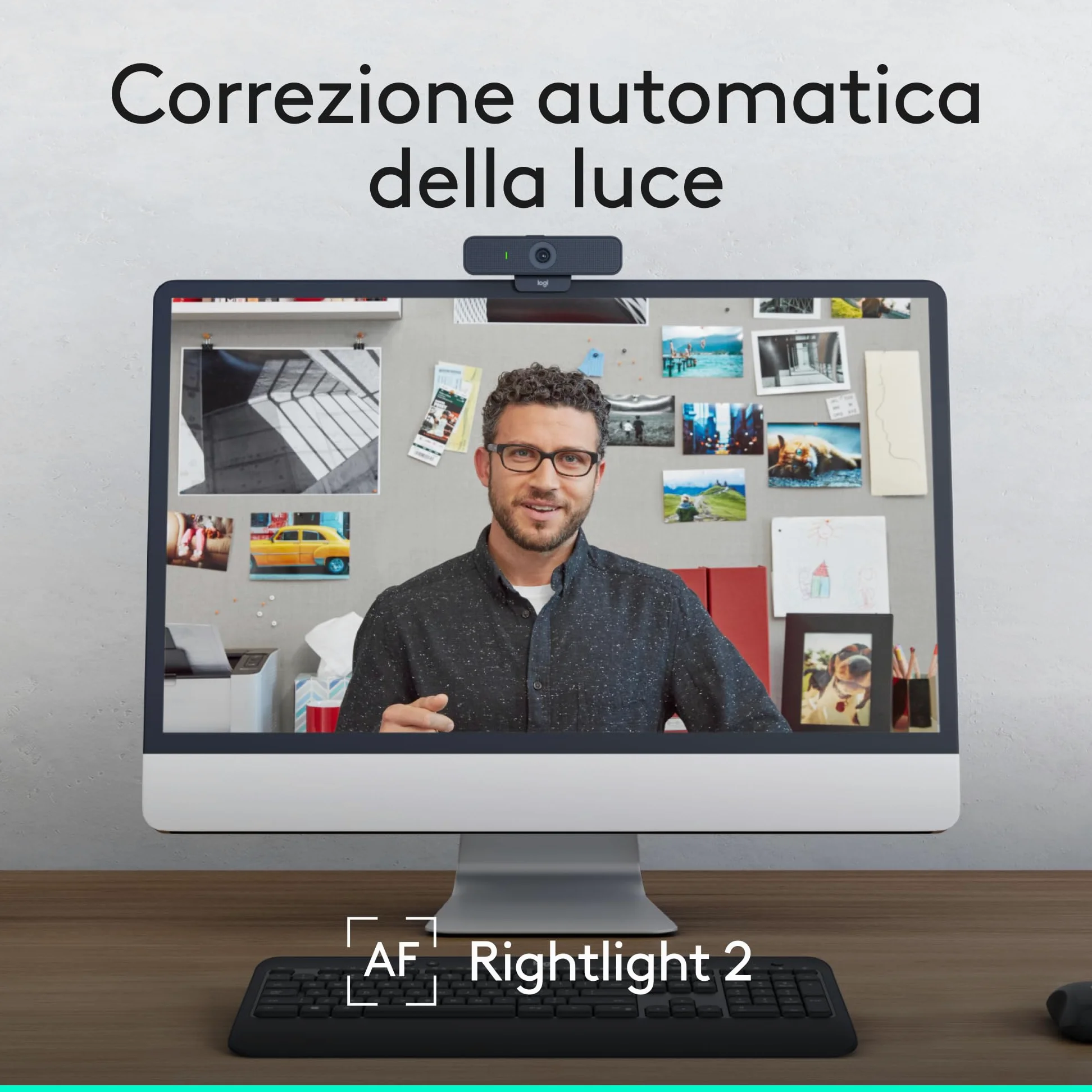 Logitech C925e webcam professionale, video HD 1080p/30fps, correzione dell'illuminazione, autofocus, audio chiaro, copriobiettivo, per Microsoft Teams, Google Meet, Skype, WebEx, Cisco - Nero