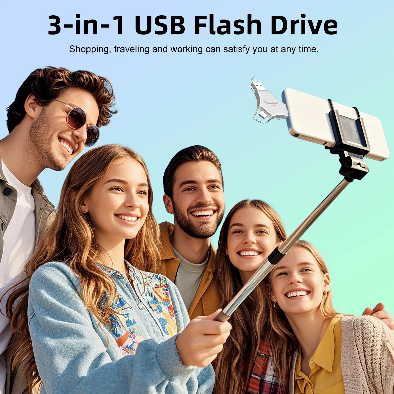 Chiavetta USB 3.0 certificata MFi da 256 GB per iPhone, memoria esterna 3 in 1, per foto, video, salvataggio dati, backup, ad alta velocità, per iPhone/iPad/Android/PC