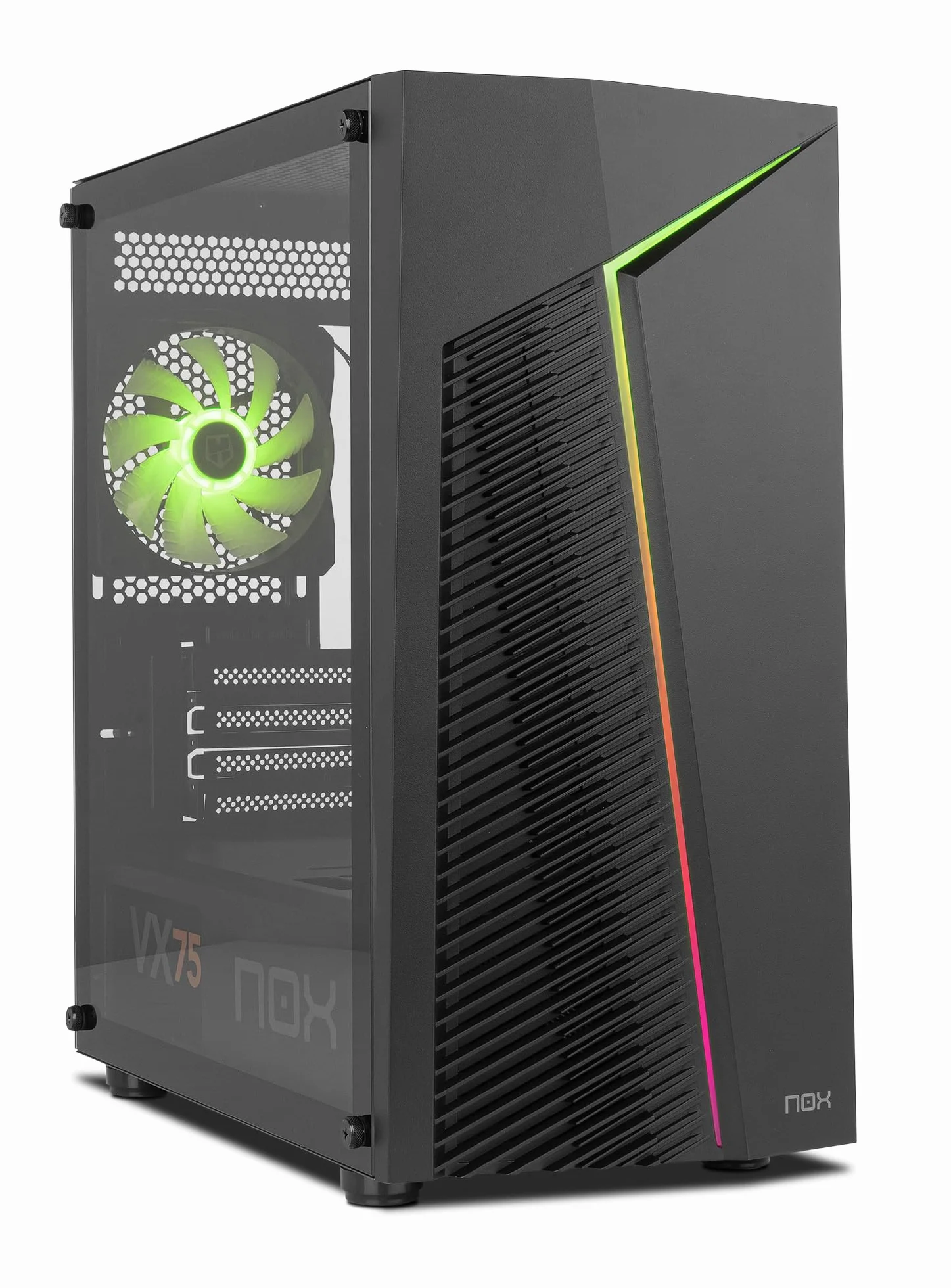 NOX XTREME PRODUCTS INFINITY ZETA - Mini Tower M-ATX/ITX ARGB Rainbow Dynamic, pannello laterale in vetro temperato, spazio per 6 ventole, compatibilità schede grafiche fino a 310 mm, USB 3.0, nero