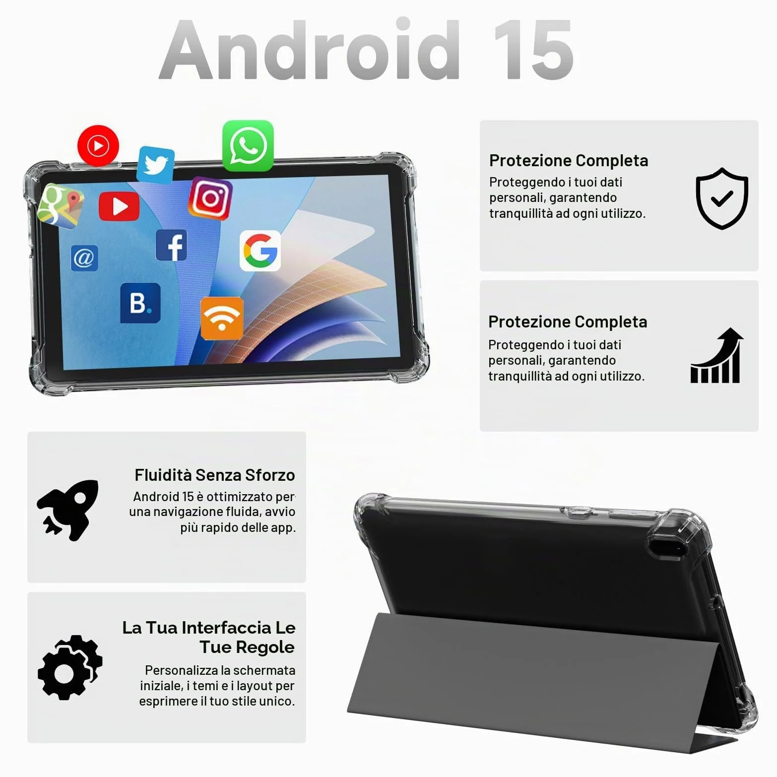 BYANDBY Tablet Android 12.0 da 7 pollici, 4 GB + 32 GB ROM (espansione 1 TB), Quad-Core, WiFi, GMS, doppia fotocamera, educativo, gioco (nero)