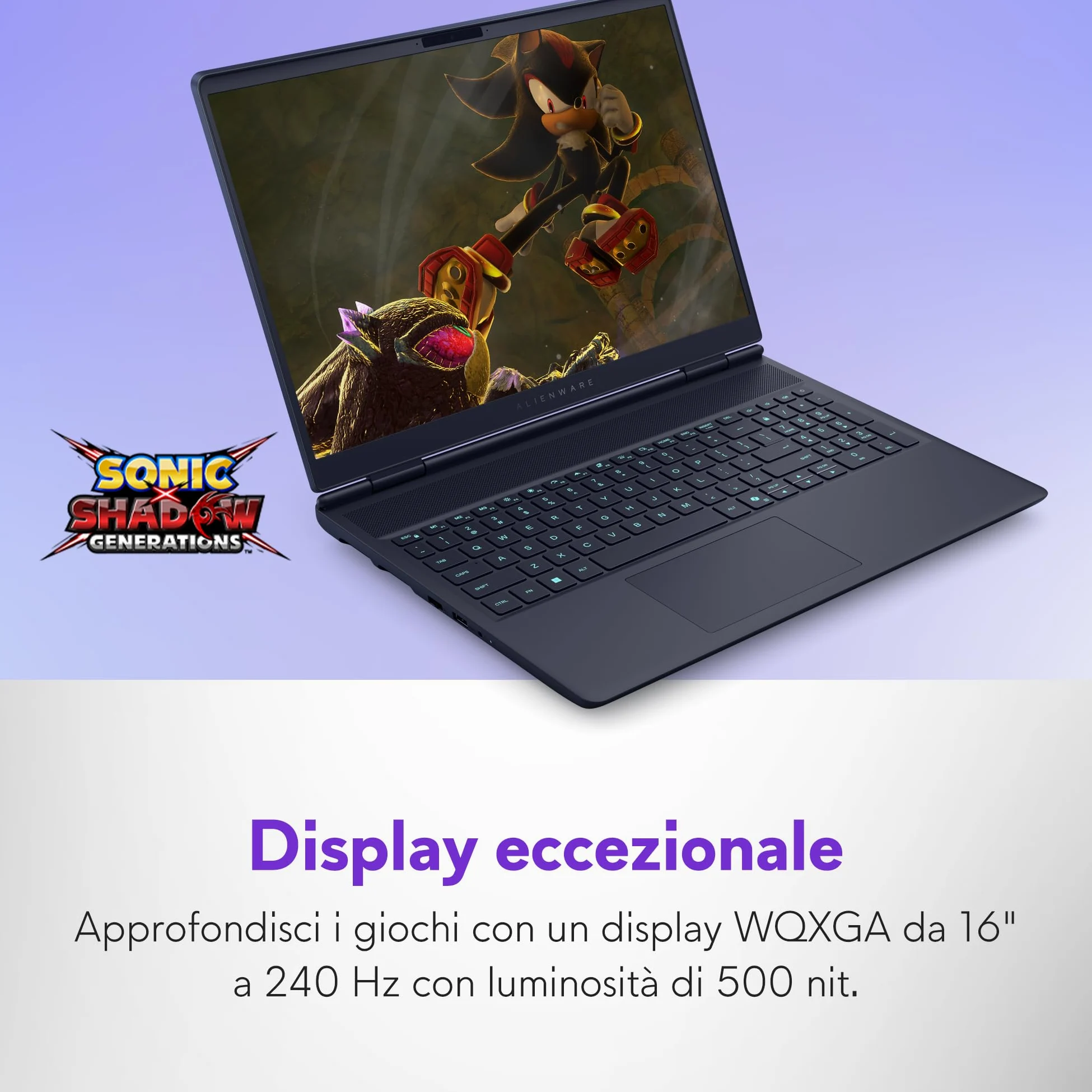 Alienware 16x Aurora Gaming Laptop AC16251 16" WQXGA 240Hz G-Sync Display, Intel Core Ultra 9 275HX Series 2, NVIDIA RTX 5070, 32GB RAM, 1TB SSD, 3 mesi di Game Pass, Win 11 Home, RGB AlienFX QWERTY