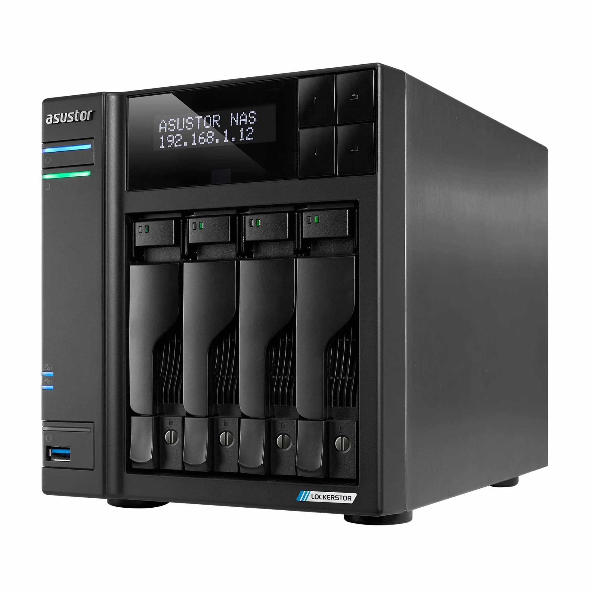 Asustor Lockerstor 4 Gen2+ AS6704T v2, 4 Bay NAS, Quad-Core 2.0GHz CPU, 2 5GbE Ports, 4GB RAM DDR4, 4 M.2 SSD Slots, Network Attached Storage (Senza dischi)