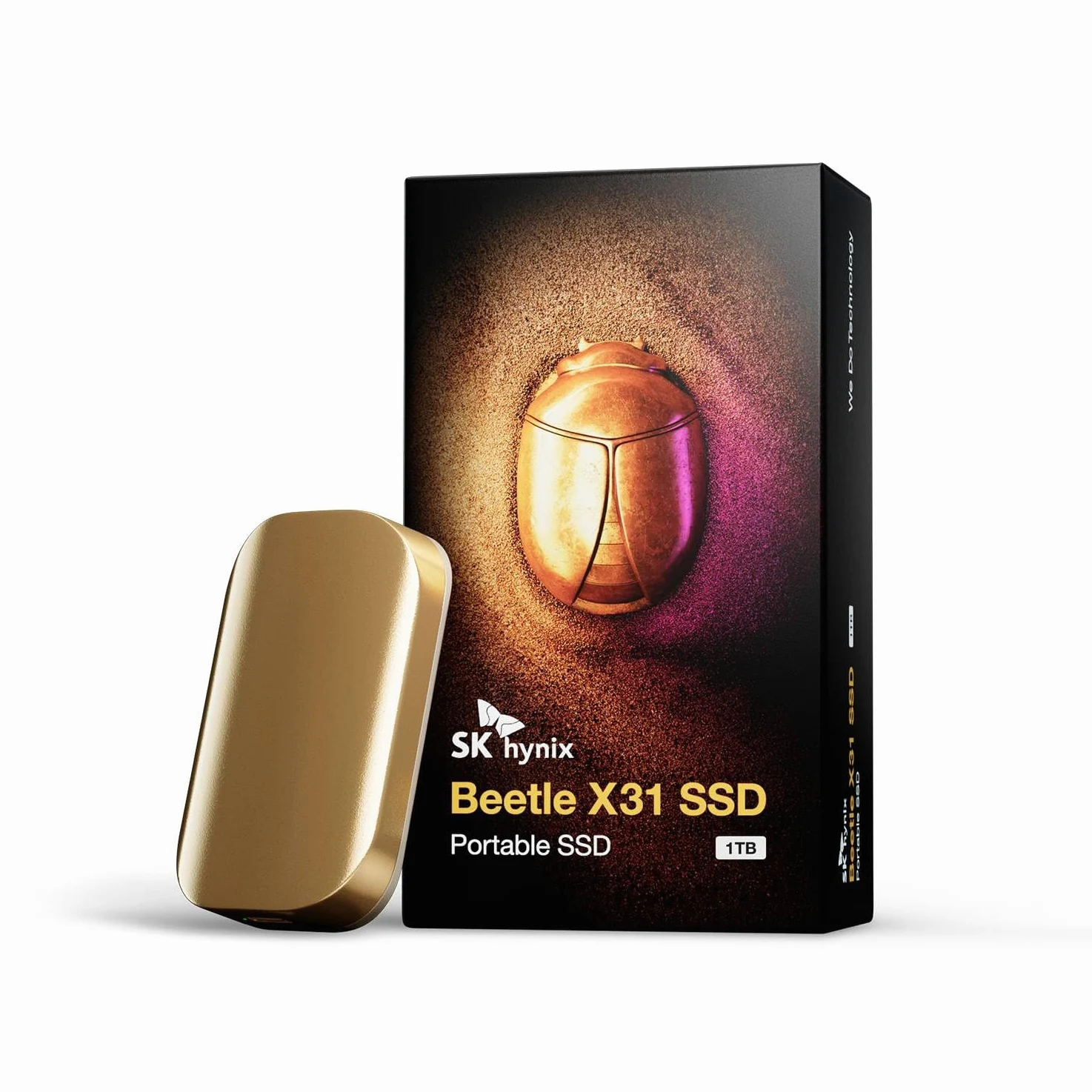 SK Hynix Beetle X31 1TB SSD Esterno con DRAM, fino a 1050MB/s, USB 3.2 Gen2, Hard Disk SSD Esterno Portatile compatibile con PC Windows, Mac, Android, Console di gioco (Champagne Gold)