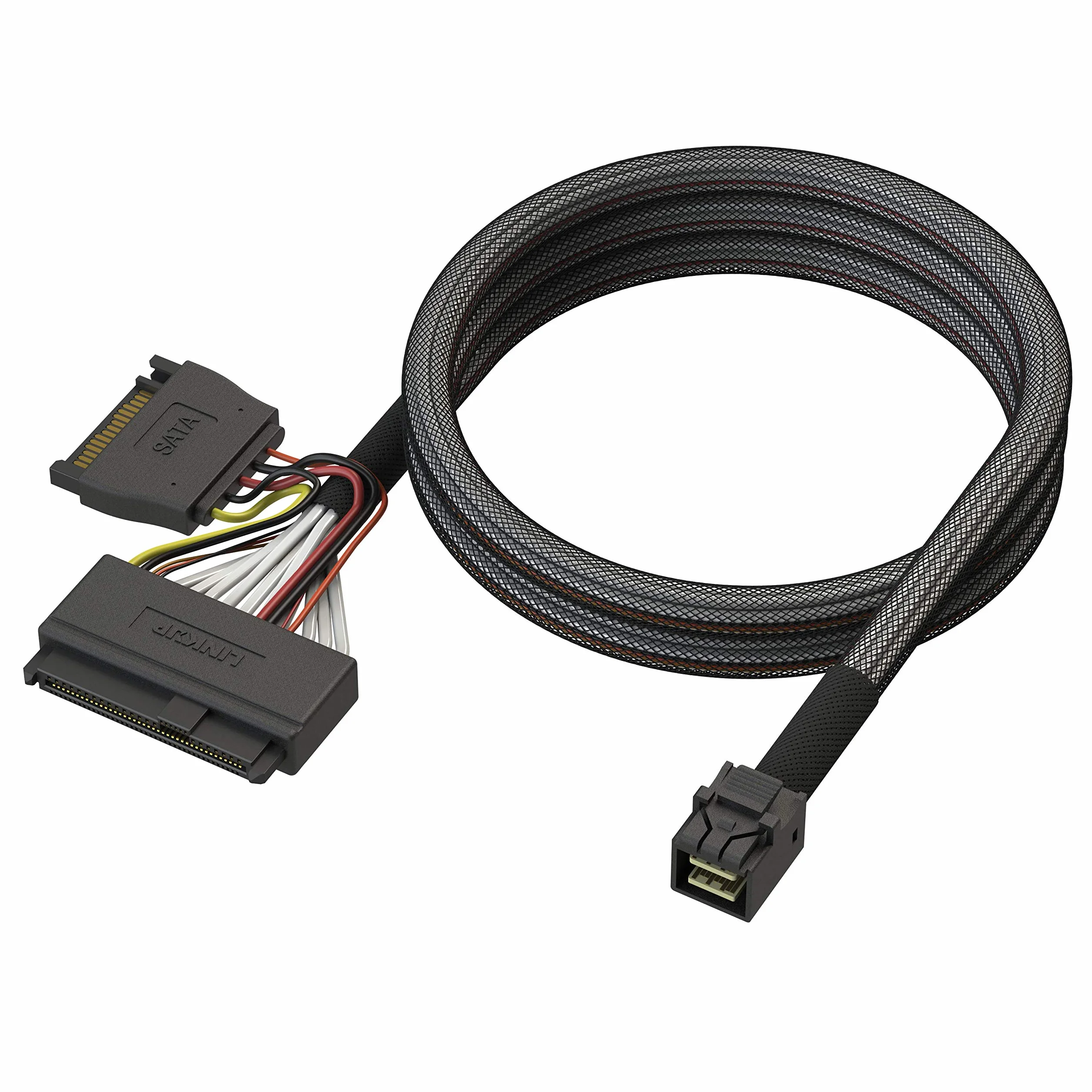 LINKUP - Internal 16G U.2 Cable (85Ω 85ohm PCIe Gen 4 Mini SAS HD to U.2/SFF-8643 to SFF-8639 Cable) with SATA Power - 0.9 meters/3 feet