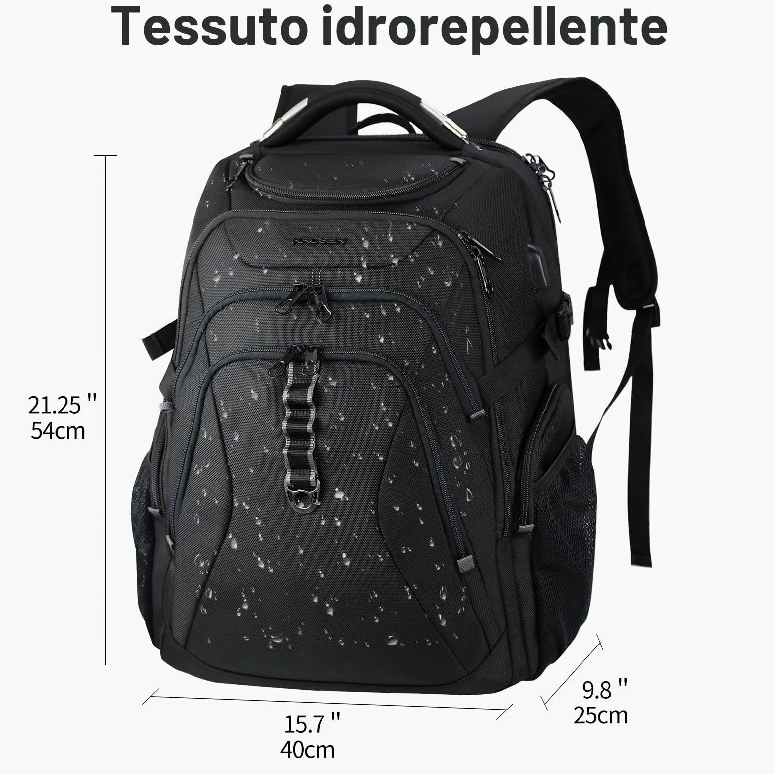 KROSER Zaino Business Porta Pc Zaino Per Laptop da 17,3 Pollici XL Zaino per Computer con Tasche RFID Saferoom con Guscio duro Daypack Idrorepellente Scuola Borsa per Laptop Viaggio/Uomo/Donna-Nero