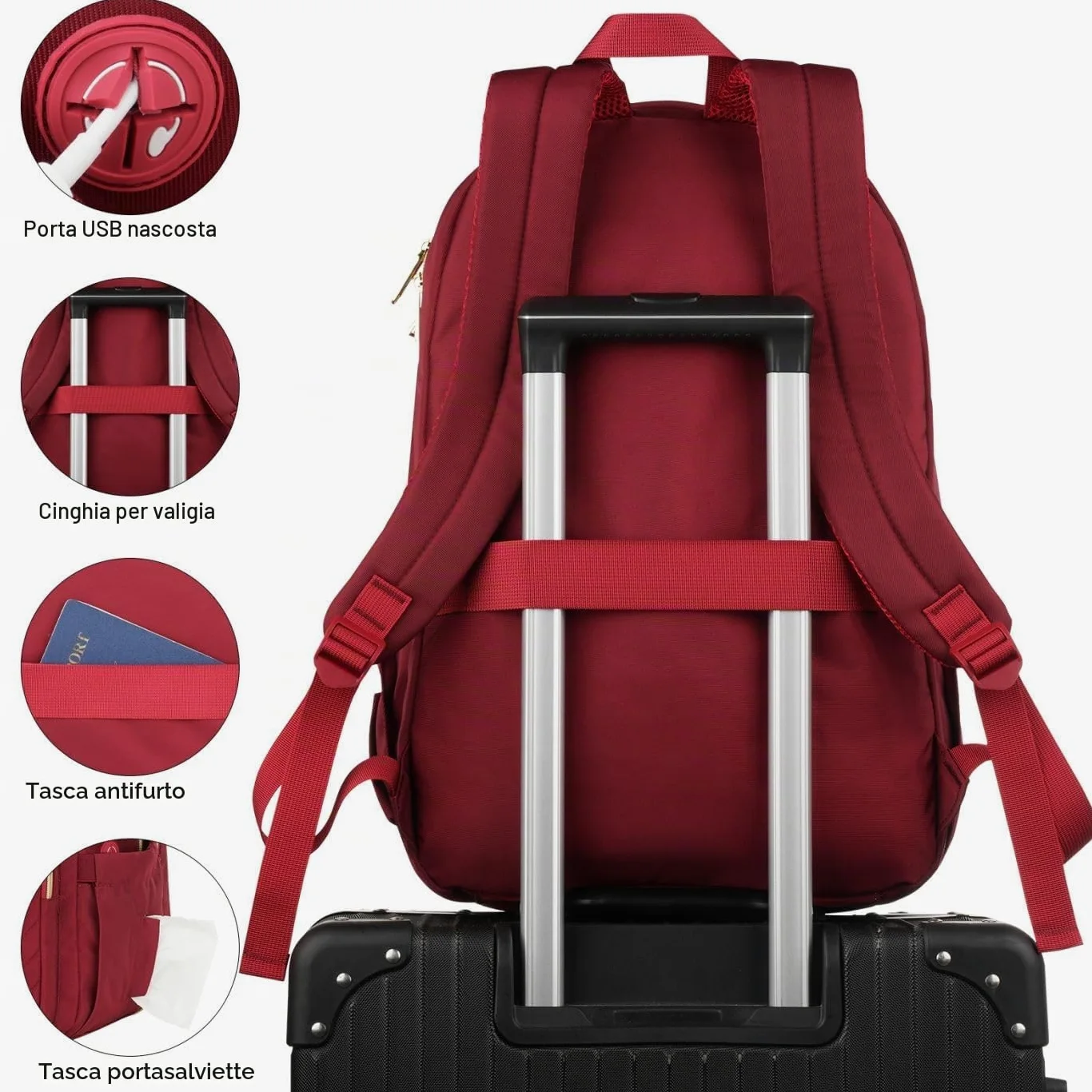 Zaino Scuola Ragazza Zaino Porta PC Donna per per Computer Portatile 17,3 Pollici,Zaino Scuola Superiore con Porta USB per università,Viaggi, Lavoro,Ufficio
