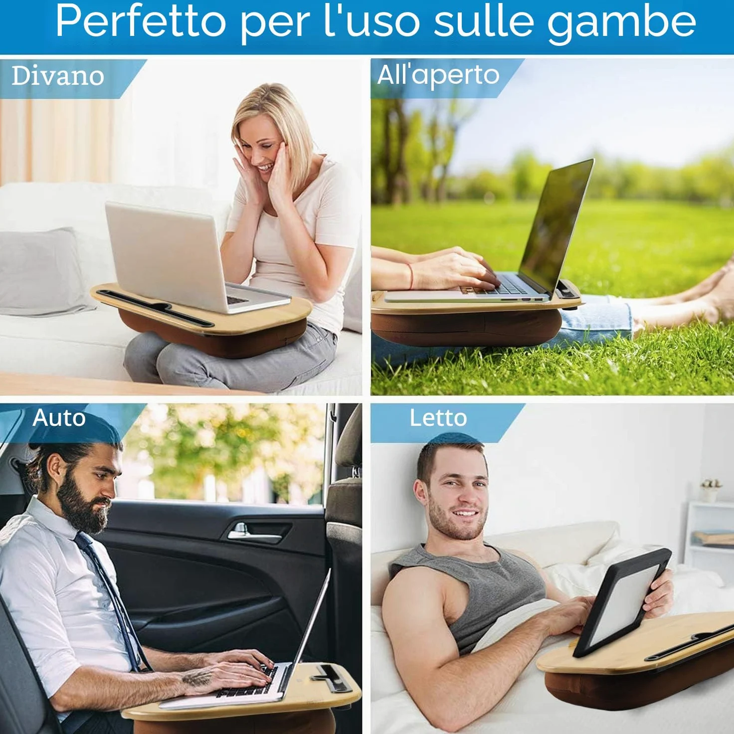 VLOXO Supporto per Laptop Portatile con Cuscino, Vassoio per Divano letto Multifunzionale Fessura Supporto per Tablet con Striscia Antiscivolo per dell'home office da utilizzare Laptop Fino a 14"
