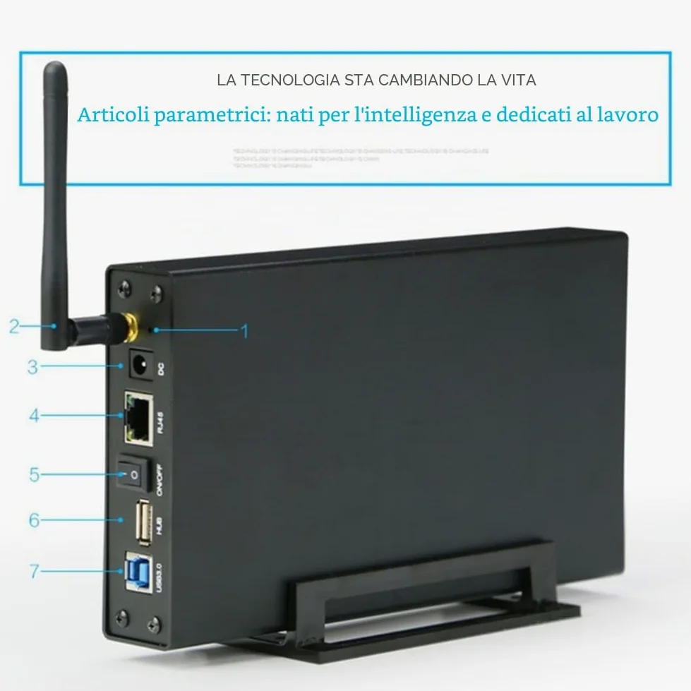 portatile per Hard Disk SSD da 3,5 Pollici USB 3.0 RJ45 Ethernet NAS Server Streaming di Rete Storage per Enclosure Spina UE