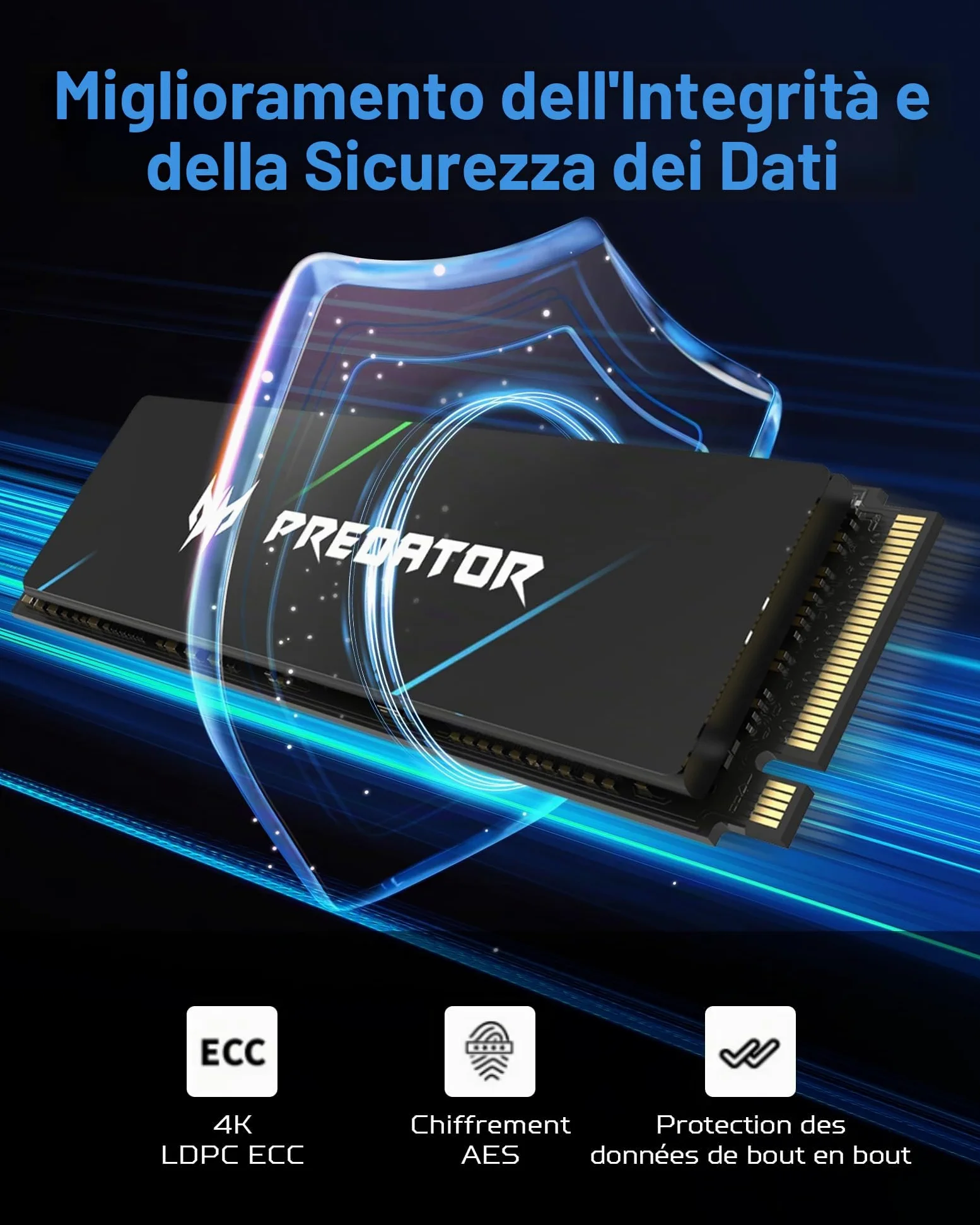 Acer Predator GM7000 Unità SSD interna da 2 TB: M.2 2280 PCIe NVMe Gen4x4 con cache DRAM, fino a 7400 MB/s di riproduzione, SSD interno per laptop e desktop, compatibile PS5