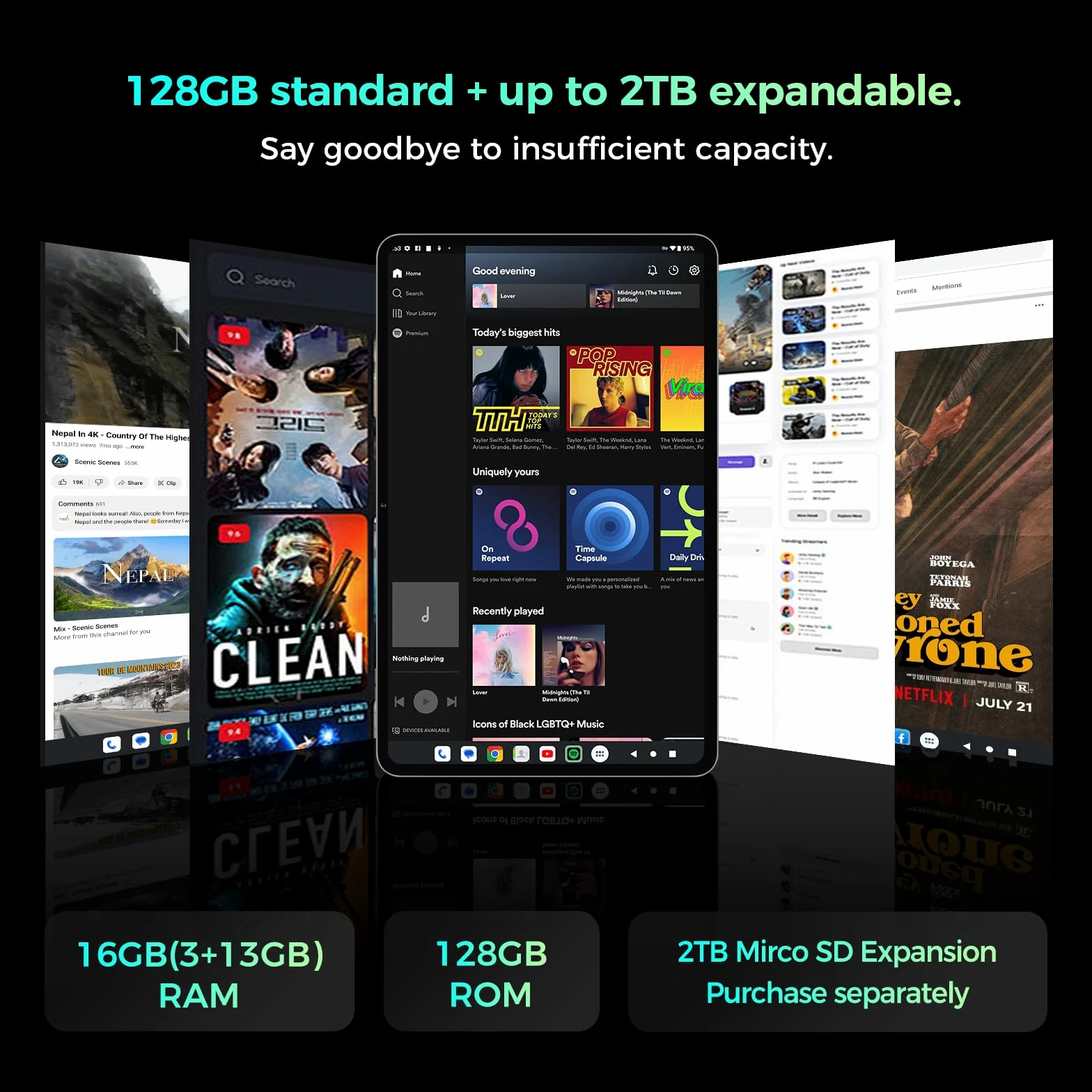TECLAST P50T Tablet 11" 90Hz Android 16, 16GB+128GB 8000mAh BT 5.2 WiFi 6 | Gemini AI/TF 5TB/13+5MP/Widevine L1/2GHz Octa-Core/GPS/OTG, Tablet con Custodia+Penna