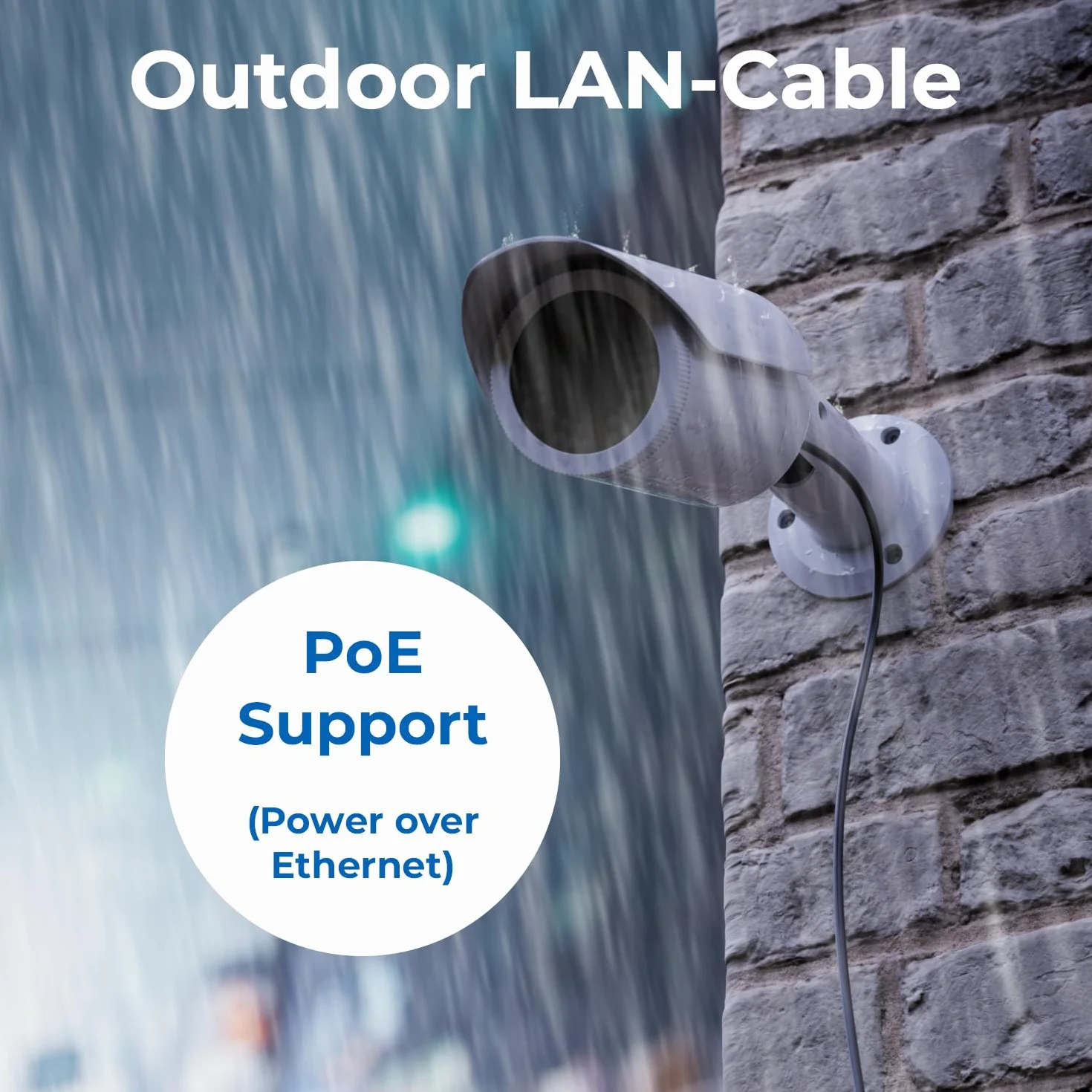 deleyCON 40m Cavo Rete CAT7 Outdoor per Esterno (10 Gbit/s, Schermatura S/FTP, Rame) Connettore RJ45 Ethernet LAN Patch - Resistente Intemperie - per Telecamere, PoE, Campeggio ecc.