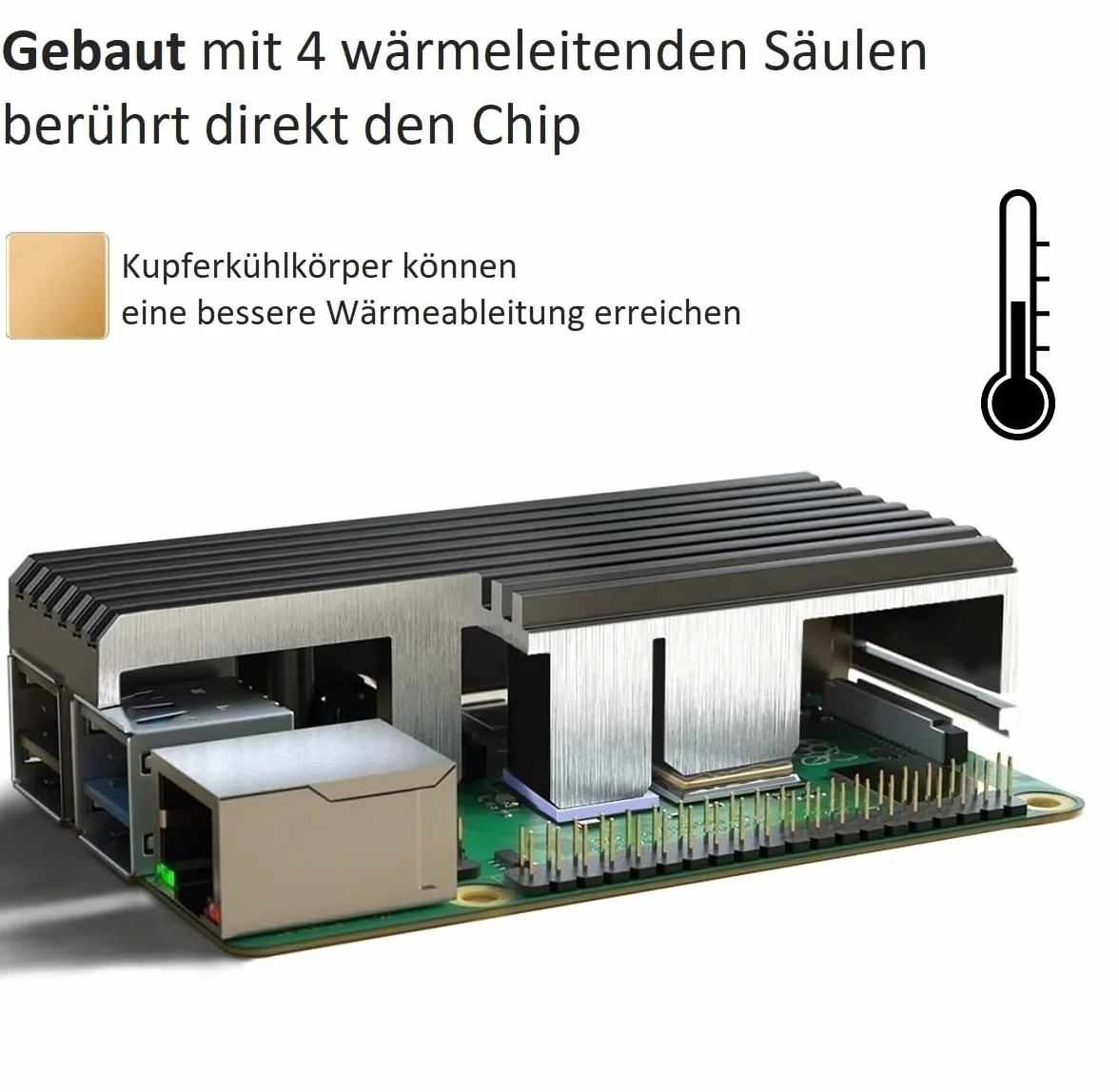 Miuzei Alloggiamento per Raspberry Pi 4 con custodia in alluminio raffreddamento passivo, per Raspberry Pi 4B, alloggiamento in alluminio compatibile con Raspberry Pi modello B 8 GB/4 GB/2 GB