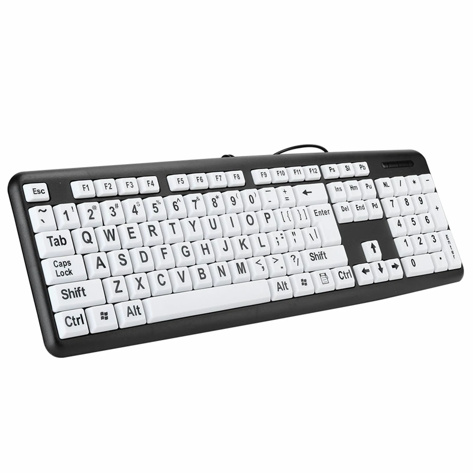 Tastiera per Anziani, Tastiera per Computer con Stampa di Grandi Dimensioni, Cablata USB con Lettera di Stampa Grande Dimensioni Standard Standard per Persone Anziane (BLACK)