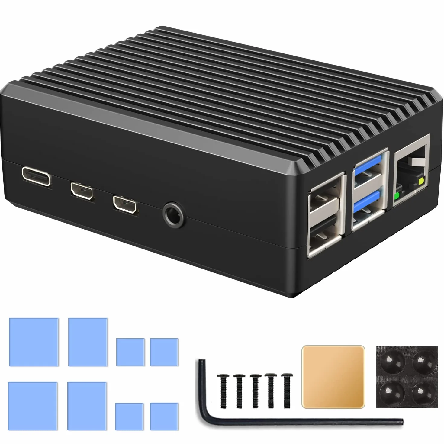 Miuzei Alloggiamento per Raspberry Pi 4 con custodia in alluminio raffreddamento passivo, per Raspberry Pi 4B, alloggiamento in alluminio compatibile con Raspberry Pi modello B 8 GB/4 GB/2 GB