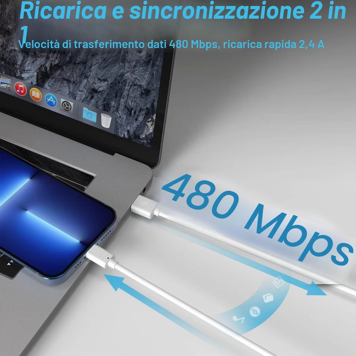 Quntis Cavo iPhone 3Pezzi 2M, Certificato MFi, Cavo Ricarica Veloce, Lightning a USB Compatibile con iPhone 14/13/13Pro/12/11/SE 2020/X/XS/8/8Plus/7/6/5c/5s,iPad Airpods,Bianco