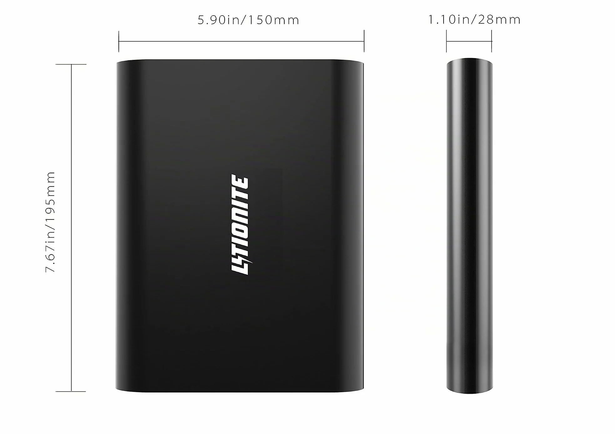 LITIONITE Tanker 90W / 50.000mAh Power Bank Batteria Esterna portatile con Display LED - 2x USB - 1x Type-C (36W) - 1x DC (90W) - Alimentatore Caricabatterie per PC/Computer/Notebook/Smartphone/Tablet