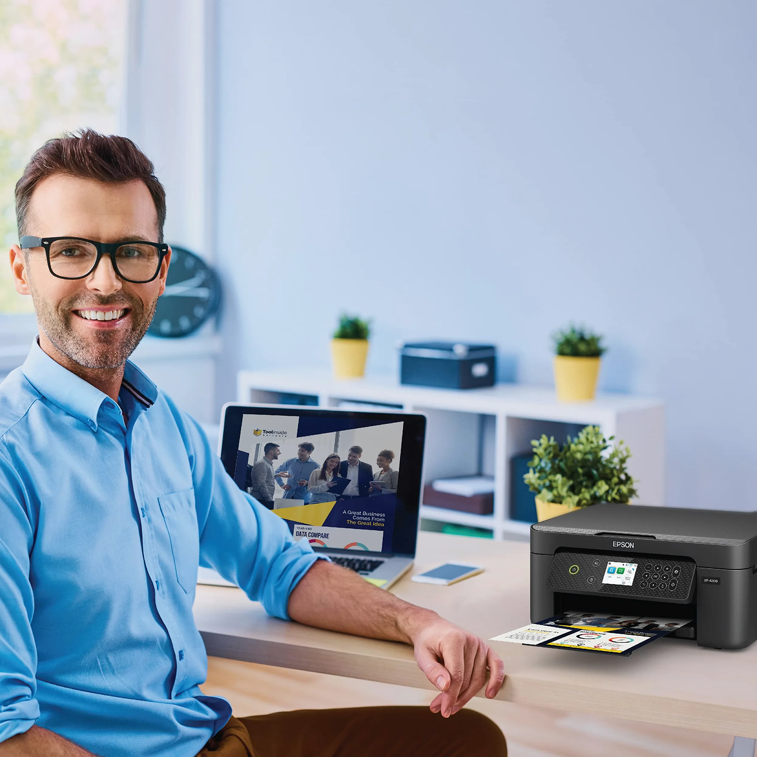 Epson Expression Home XP-4200 - Stampante wireless a colori All-in-One con scansione, copia, stampa fronte/retro automatica, foto senza bordi e display a colori da 2,4", nero