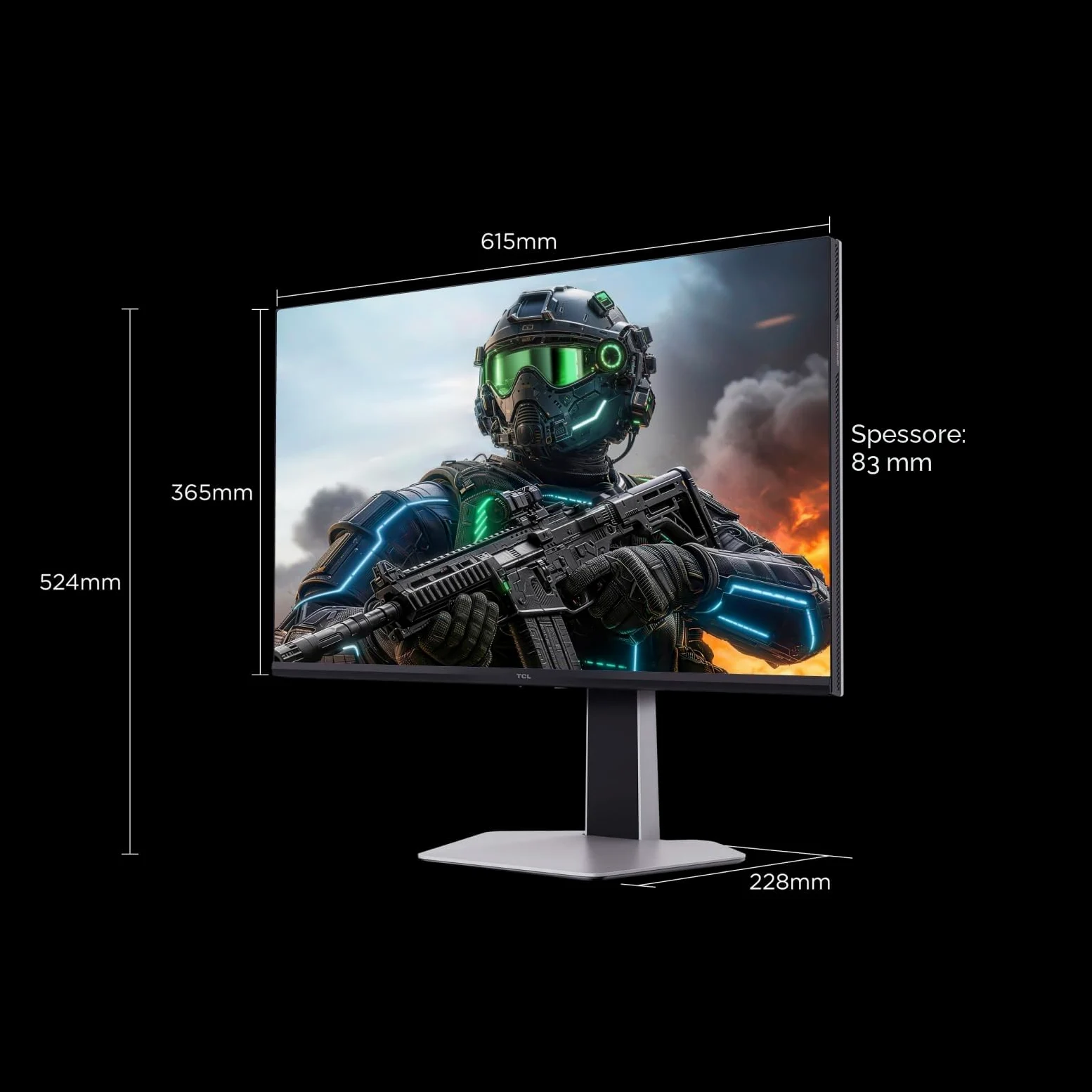 TCL 27G64 Gaming Monitor LED QD Mini da 27 polliciitem namerisoluzione QHD,180 Hz,parnello Fast HVA,HDR 600 nit, tempo dirisposta GTG di 1ms, compatibilità AMD Freesymc, G-Sync