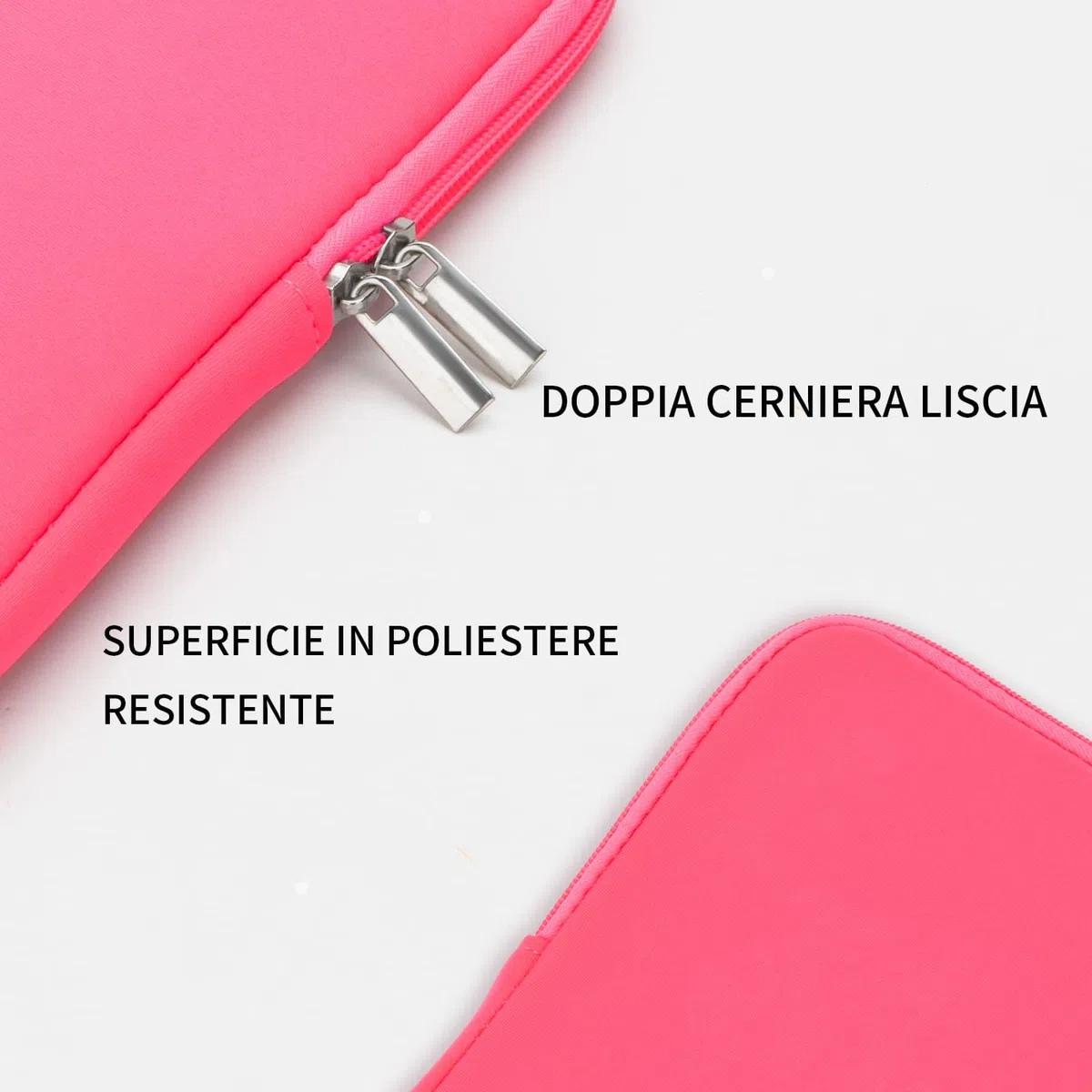 RAINYEAR Custodia imbottita con fodera morbida per laptop da 14 pollici, con tasca porta accessori per MacBook Air da 15 pollici M2 M3 M4 M5 e Notebook Chromebook da 14 pollici, Rosa Brillante