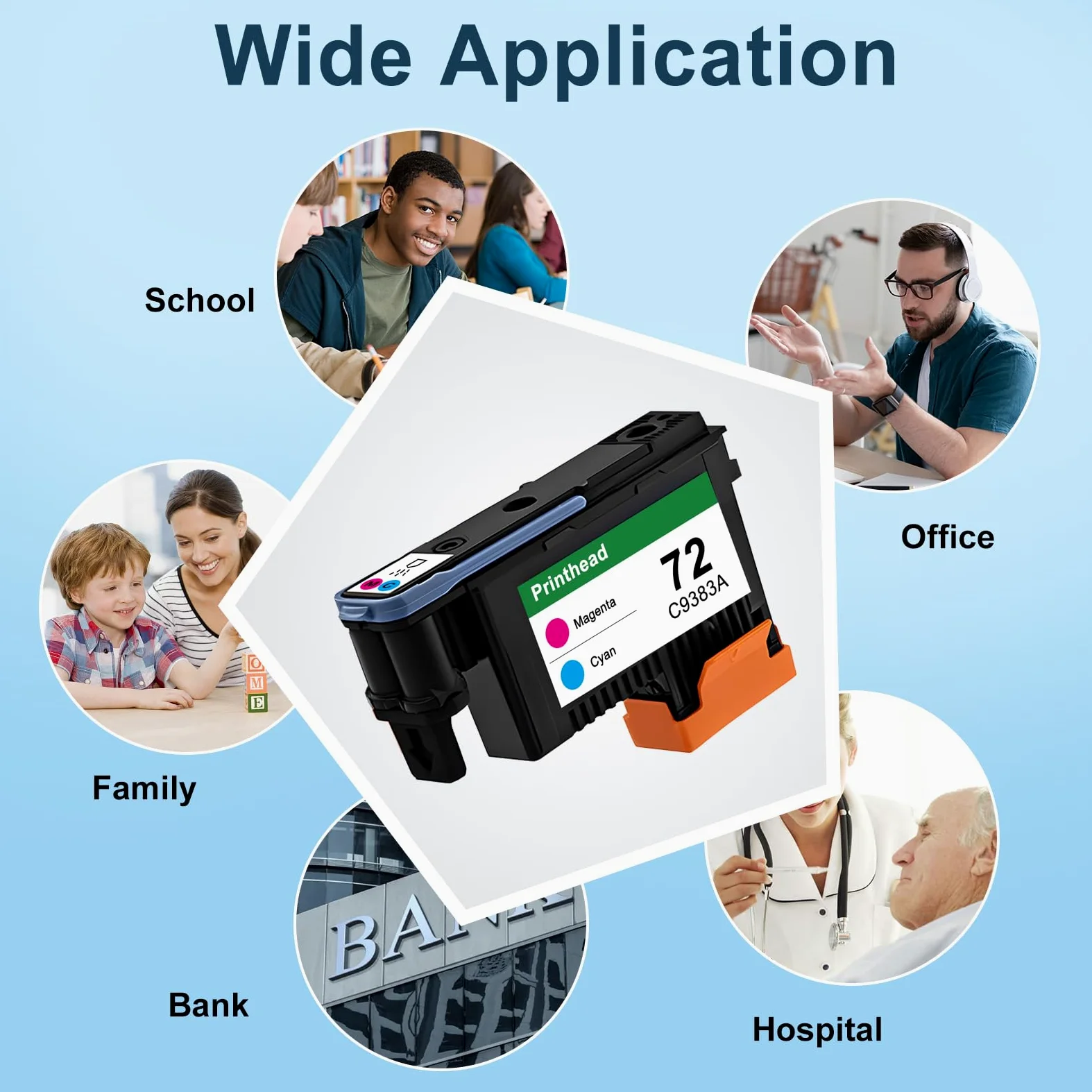 72 Testina di stampa rigenerata compatibile per HP 72 testina di stampa C9383A per HP Designjet T610 T620 T790 T770 T1300 T2300 T1120 T1100 T1200 T600 (M/C)