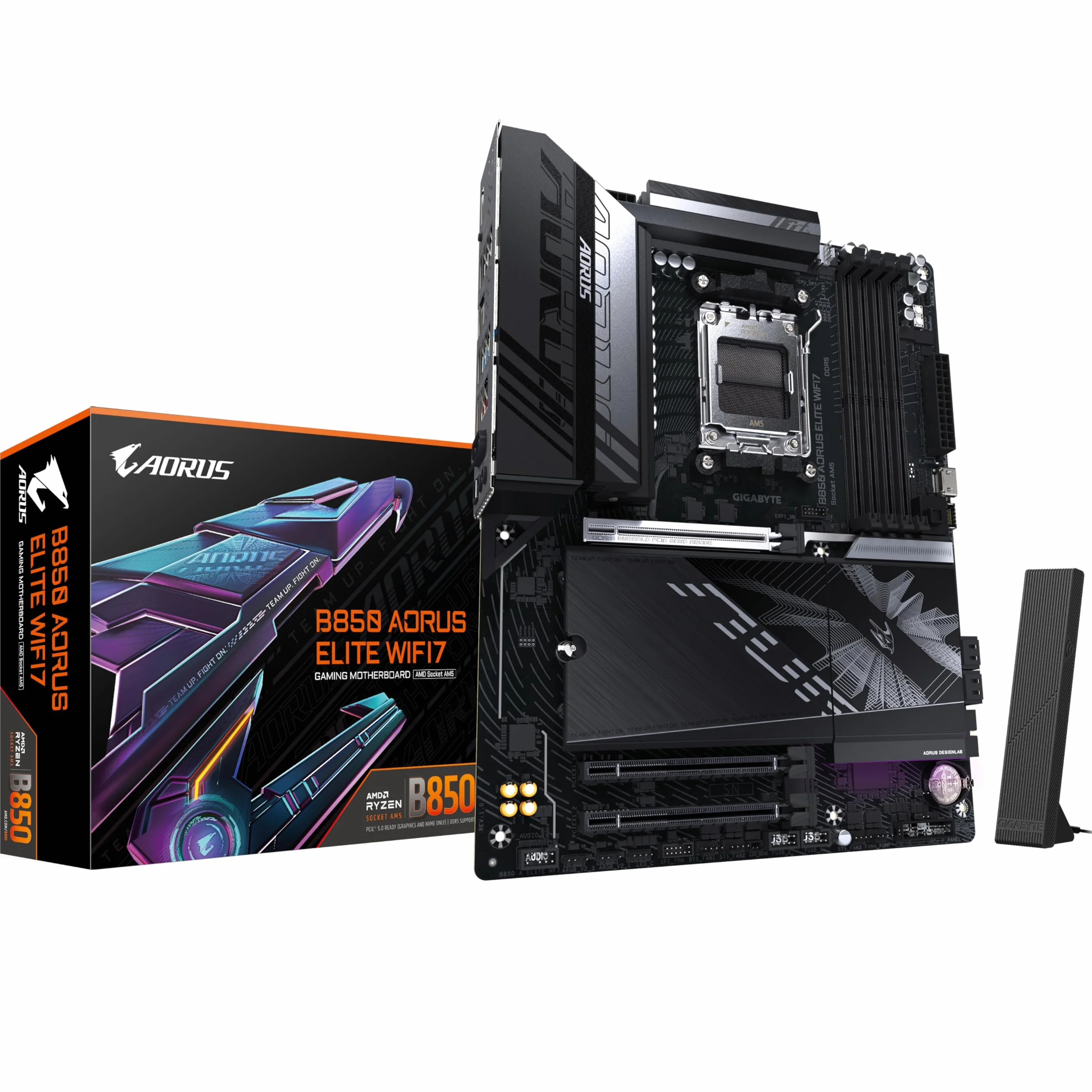 GIGABYTE B850 AORUS ELITE WIFI7 Scheda Madre - CPU AMD Ryzen Serie 9000, VRM digitale 14+2+2 fasi, fino a 8200MHz DDR5 (OC), 1xPCIe 5.0 + 2xPCIe 4.0 M.2, LAN 2,5, WIFI 7, USB 3.2 Gen 2x2