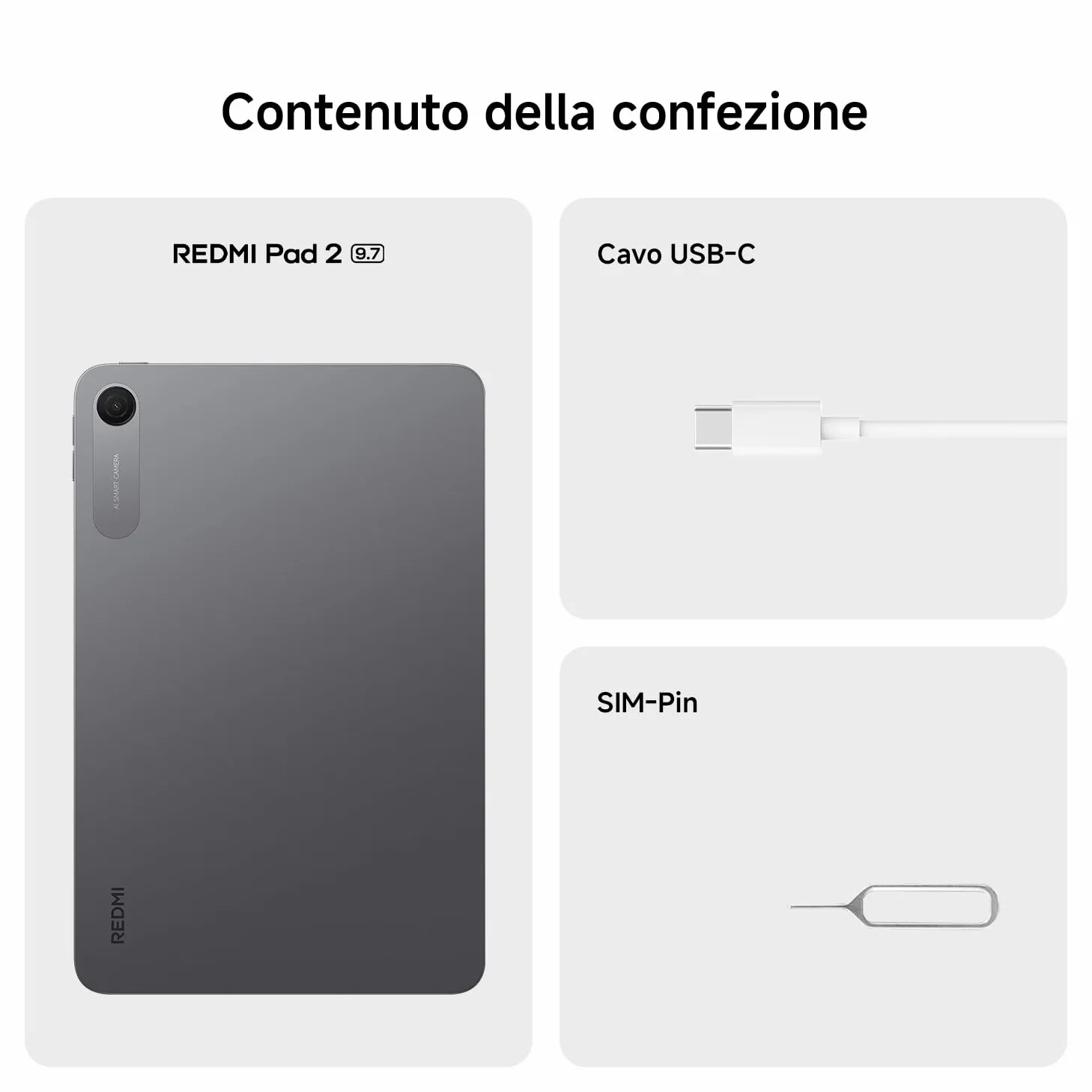 XIAOMI REDMI Pad 2 Tablet 9,7 Pollici 4+64GB, Snapdragon 6s Gen 2, Display LCD 2K 120Hz, Batteria 7600mAh (typ), Grigio Grafite, Garanzia 2 anni+1 anno extra, Caricatore Non Incluso