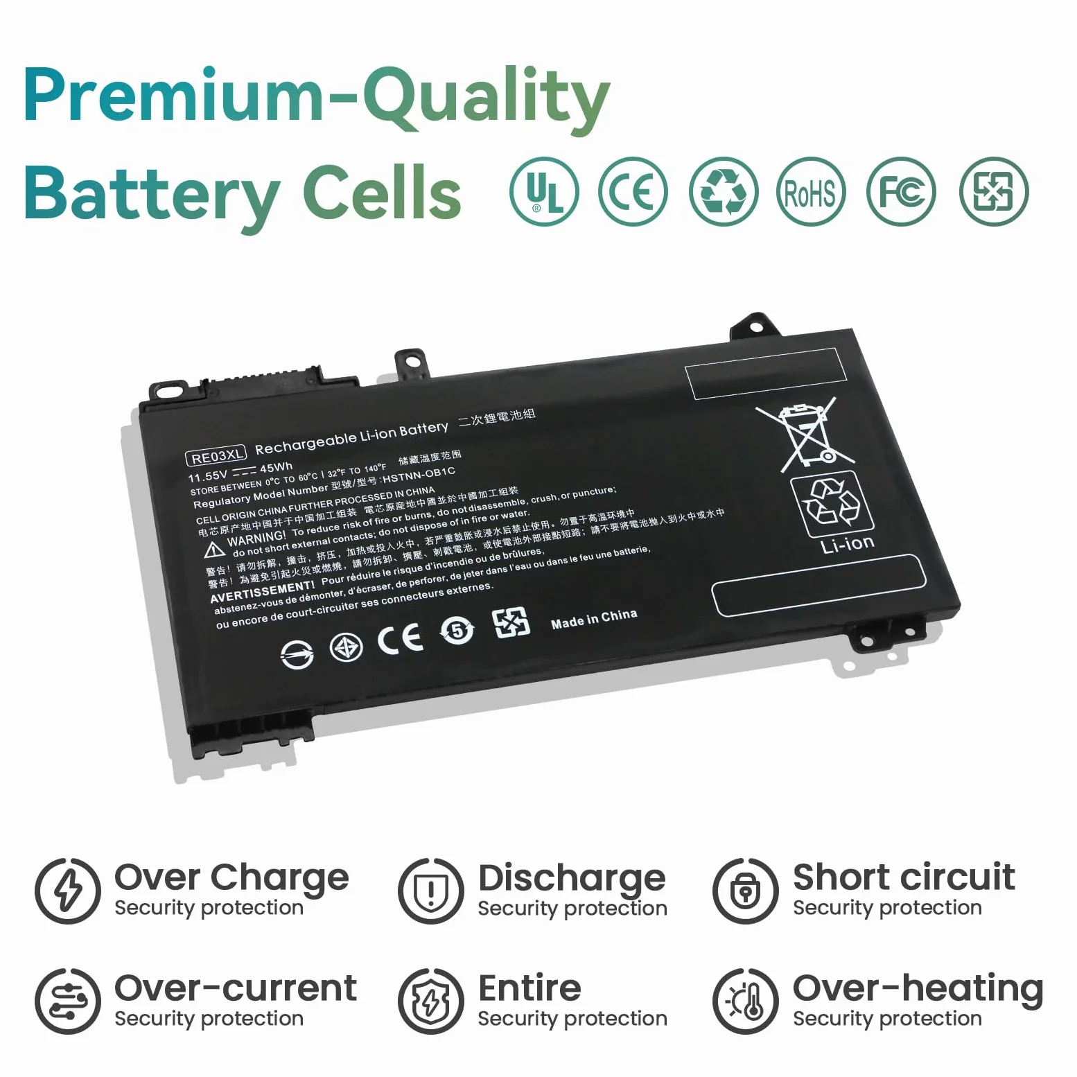 RE03XL RF03XL Batteria per HP ProBook 430 440 450 445 455 445R 455R G6 430 440 445 450 455 G7 REO3XL RE03045XL-PL L32407-AC1 L32407-2B1 L32407-2C1 HSTNN-OB1C 0B1C HSTNN-DB9A L83685-AC1 HSTNN-UB7R
