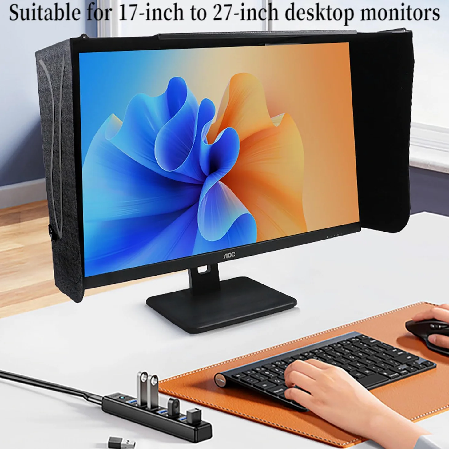 Parasole Per Monitor,17-27 Pollici Coprimonitor Regolabile Parasole per Schermo,per Cornice Esterna del Monitor, Offre Protezione Della Privacy