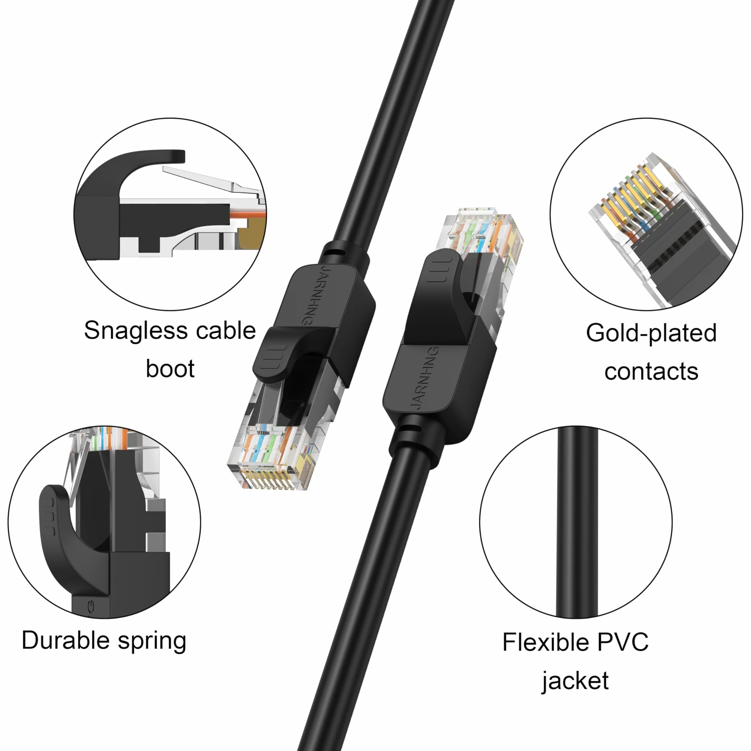 Cavo Ethernet Cat 6 1m 10 pezzi,Internet ad Alta Velocità 10Gbps Interno/Esterno, Cavo Patch LAN RJ45 Nero,Ethernet Adatto Per Giochi, Computer, Televisori, Router, Stampanti