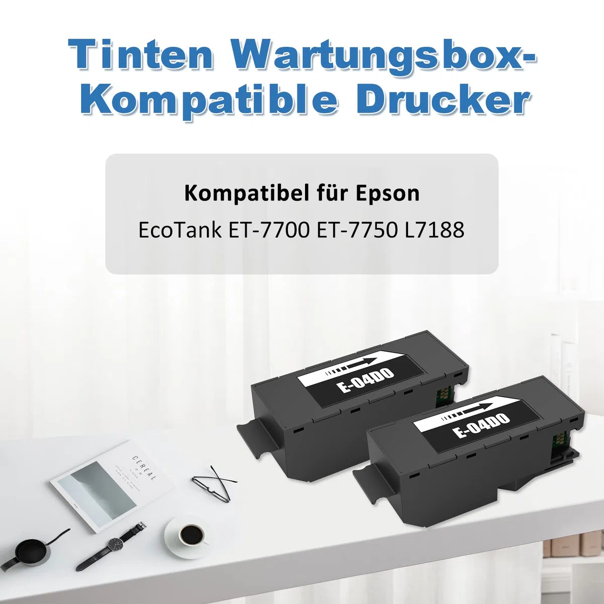 E-04D0 Scatola di manutenzione T04D0 C13T04D000 Maintenance Box Compatibile per ET-7700 ET-7750 L7188 / ET 7700 ET 7750 Stampanti, 2-Pack