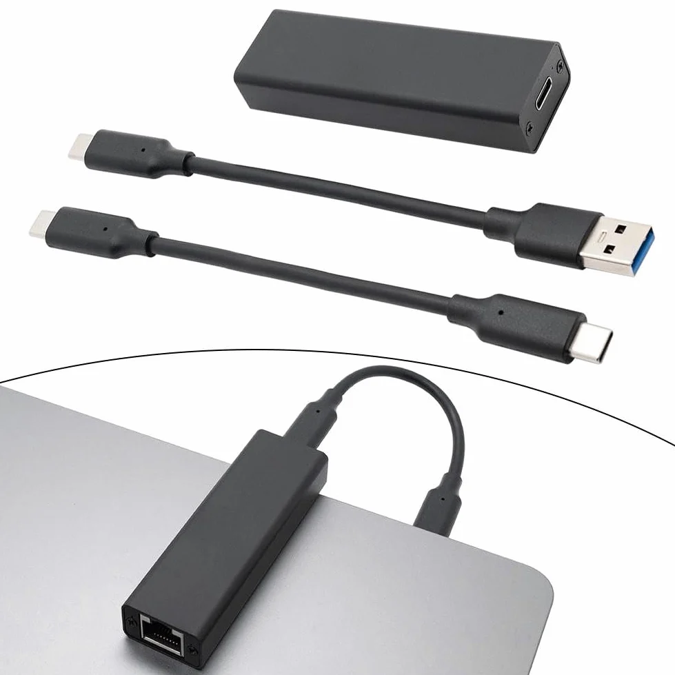 Adattatore da USB 3.2 a 5GbE con chip Realtek RTL8157, convertitore Ethernet da 5 Gbps per laptop, dongle LAN cablato portatile per viaggi, scheda di rete USB C a RJ45 con cavo in alluminio